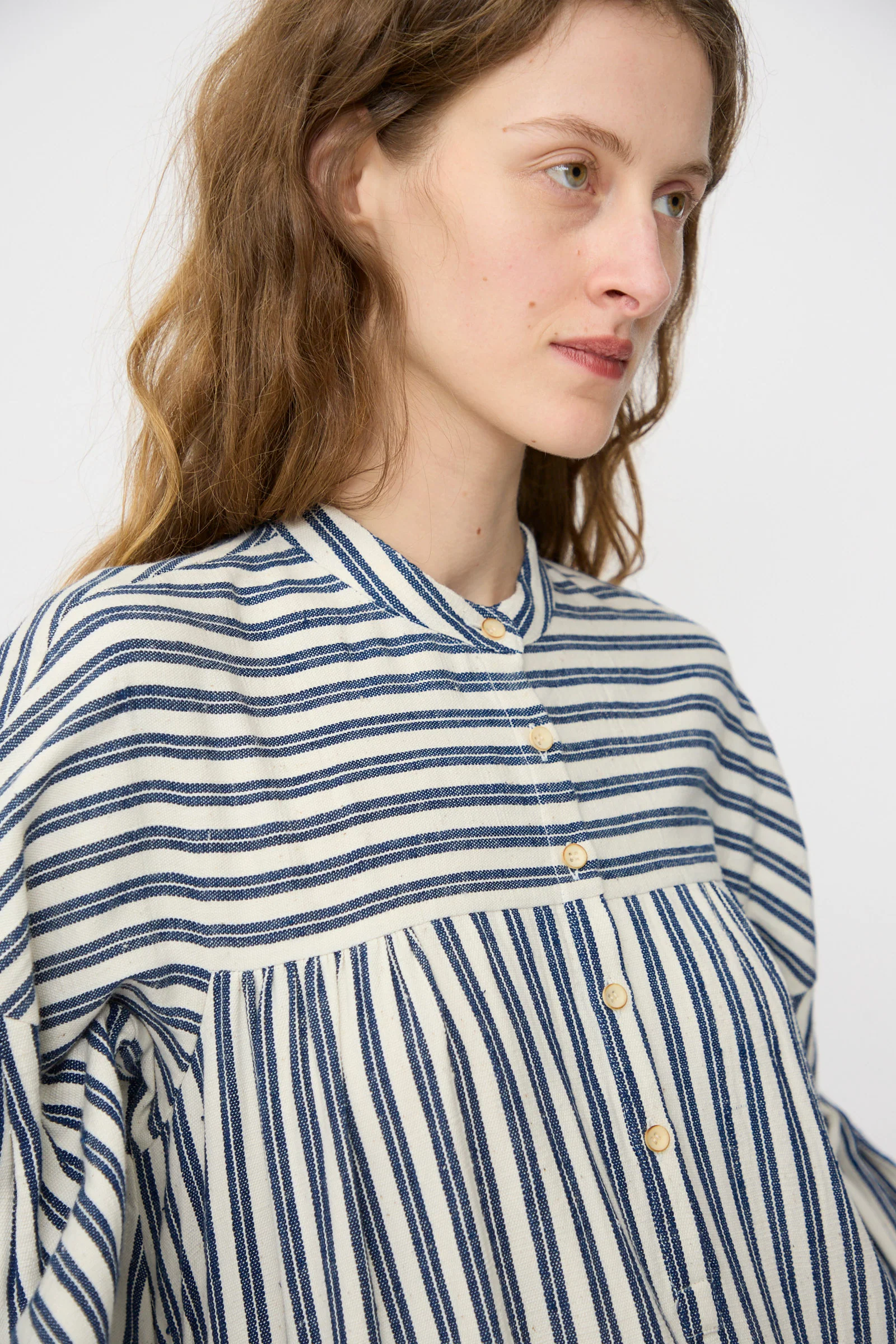 Cotton Gurue Dress in Indigo Stripe - Image 3