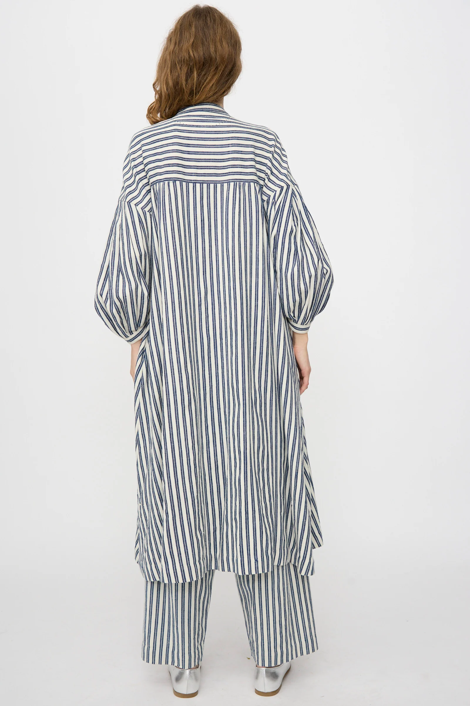 Cotton Gurue Dress in Indigo Stripe - Image 6