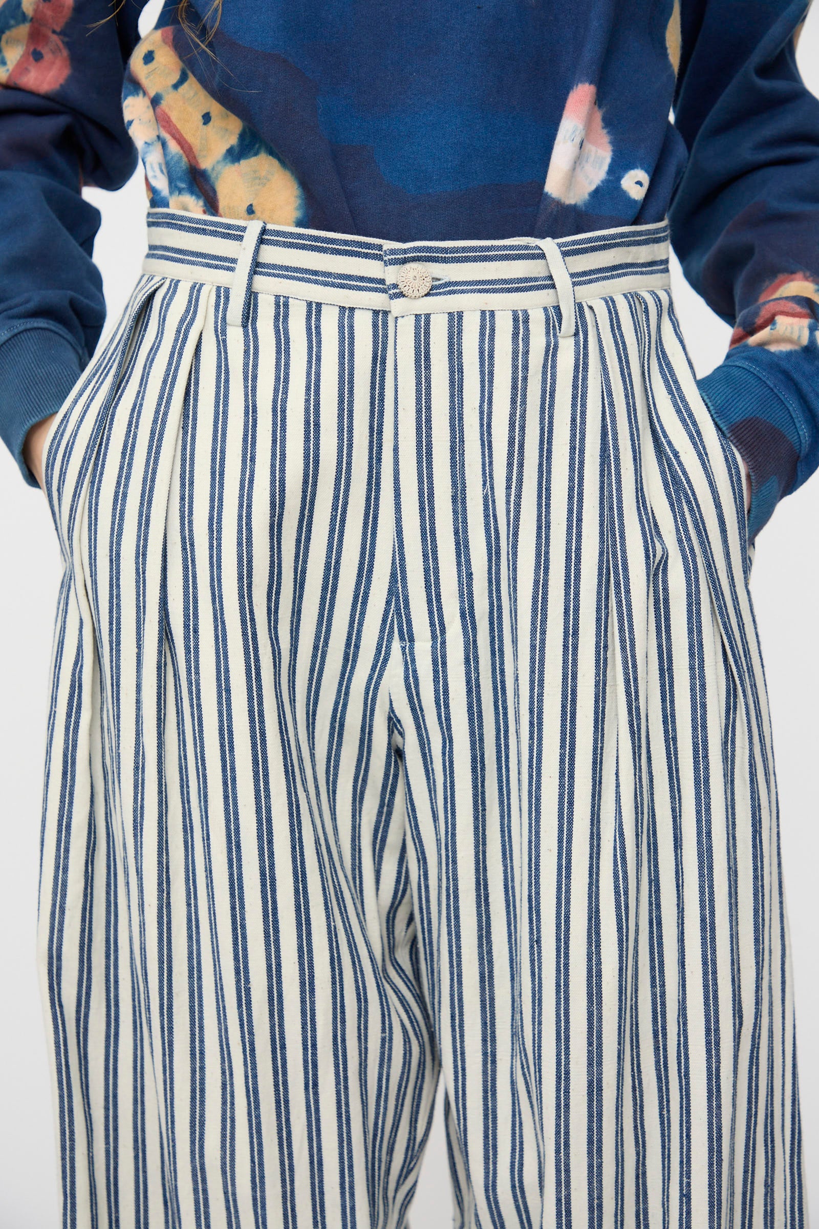 Tel Trouser in Medium Indigo Stripe - Image 3