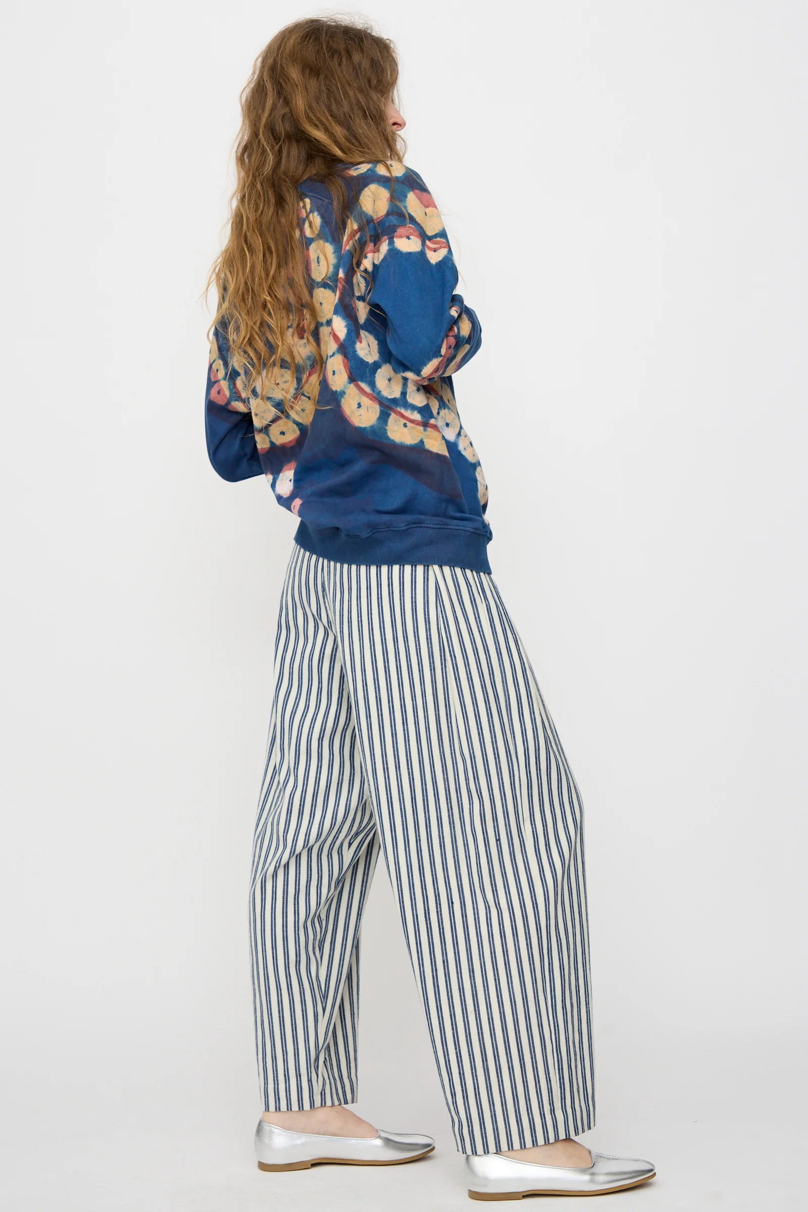 Tel Trouser in Medium Indigo Stripe - Image 4