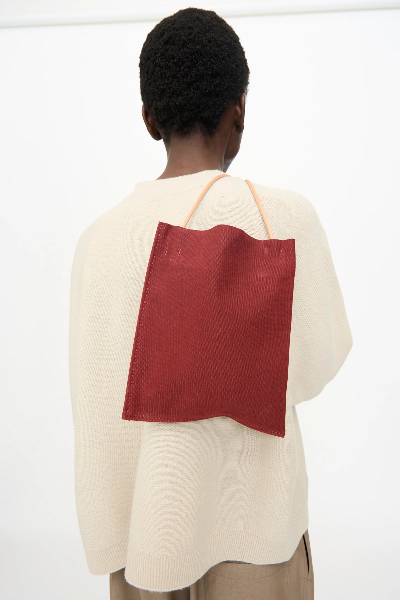 Washed Canvas Pochette in Burgundy - Image 2