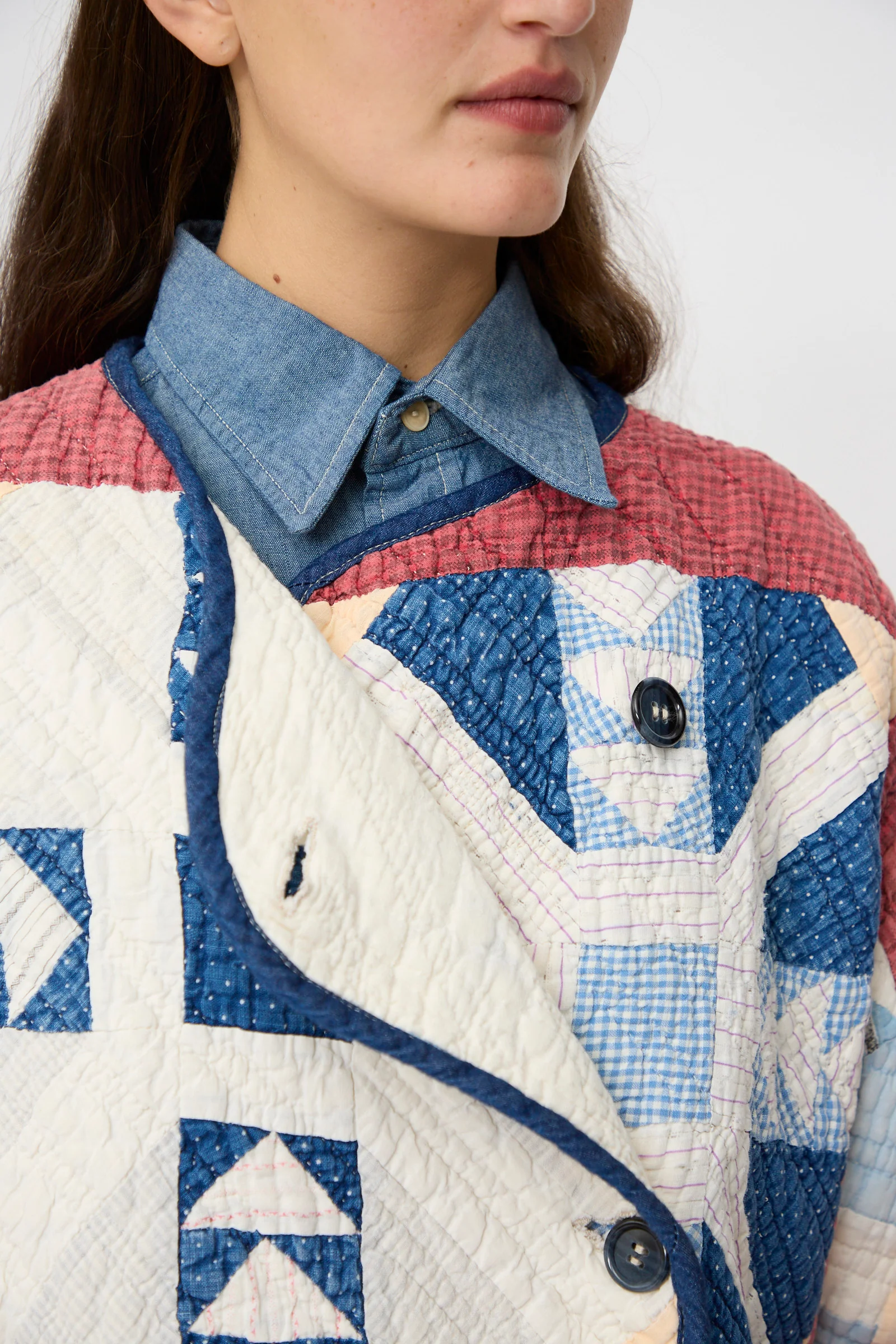 Vintage Quilt Coat in Red and Blue - Image 3
