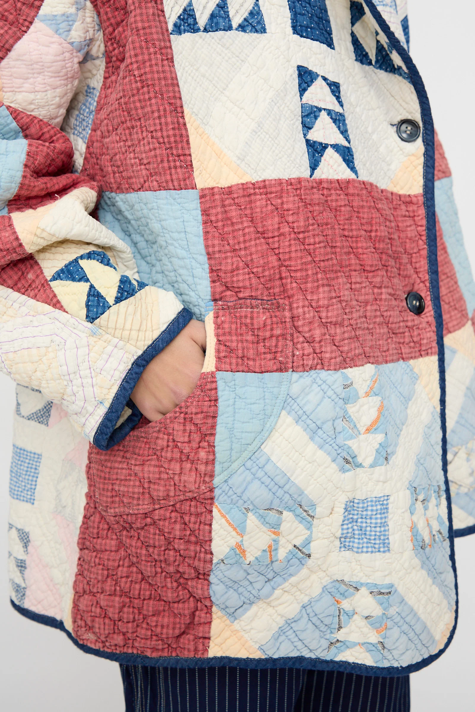 Vintage Quilt Coat in Red and Blue - Image 4