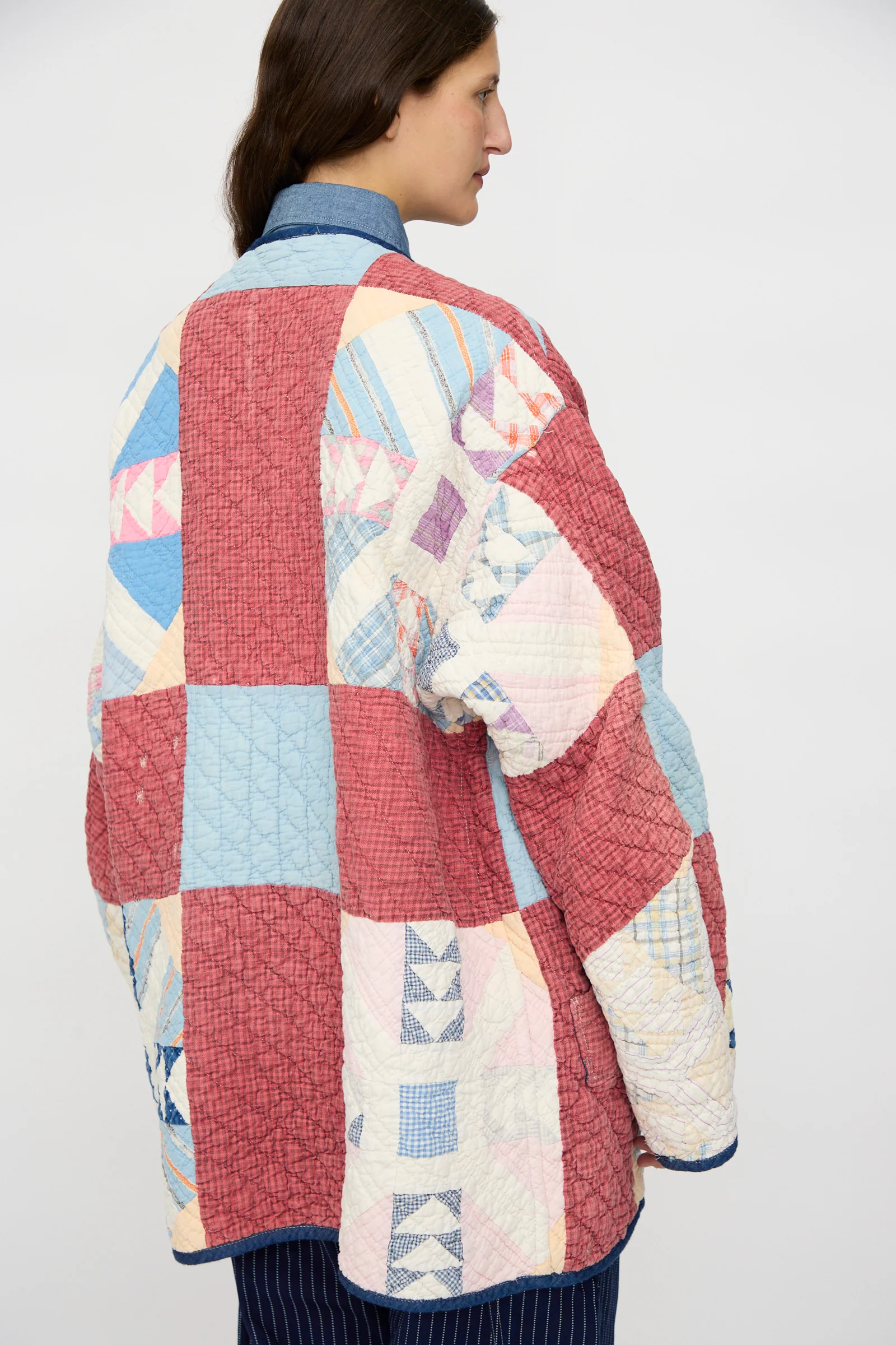 Vintage Quilt Coat in Red and Blue - Image 5