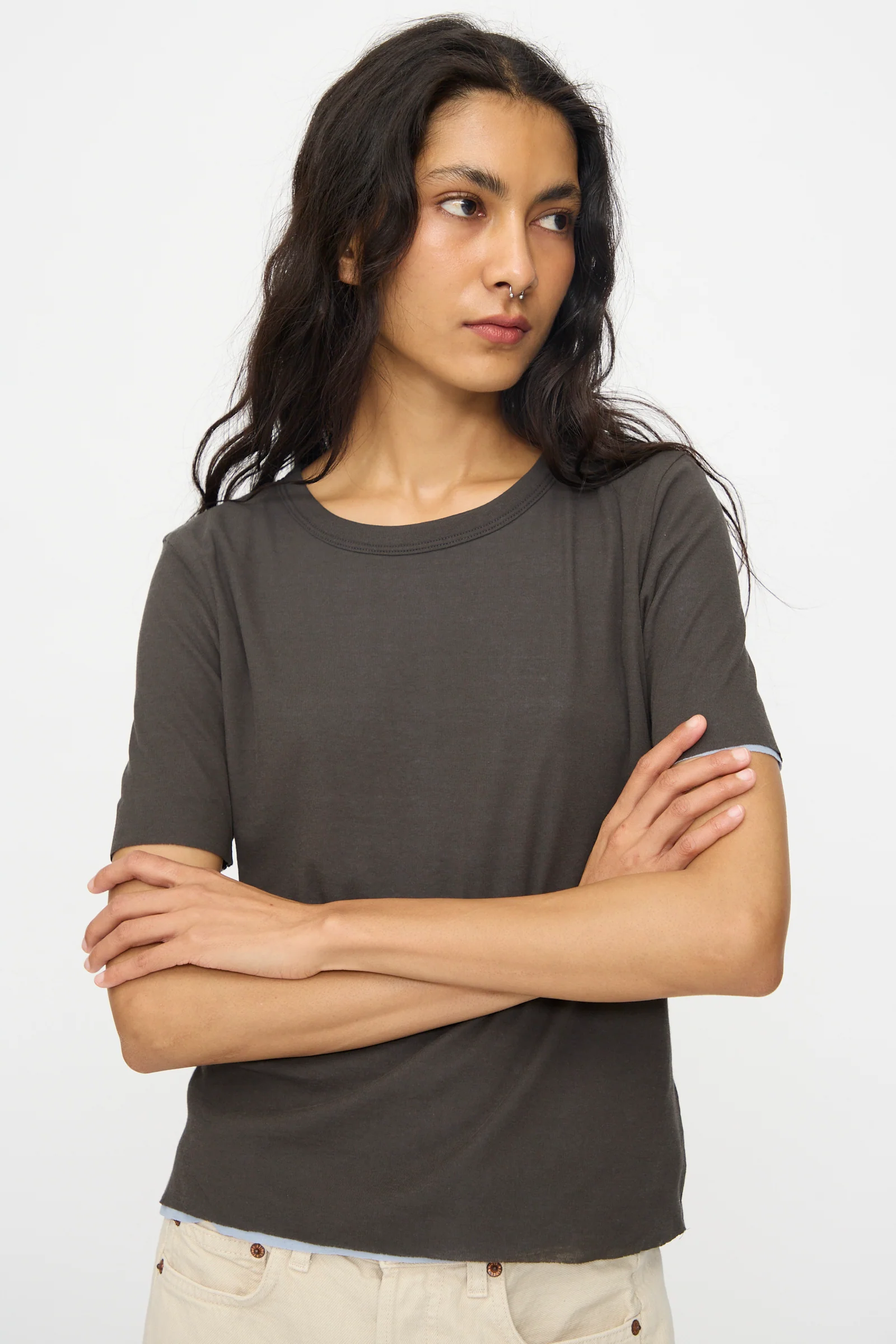 Double Tee in Dark Grey and Light Blue - Image 4