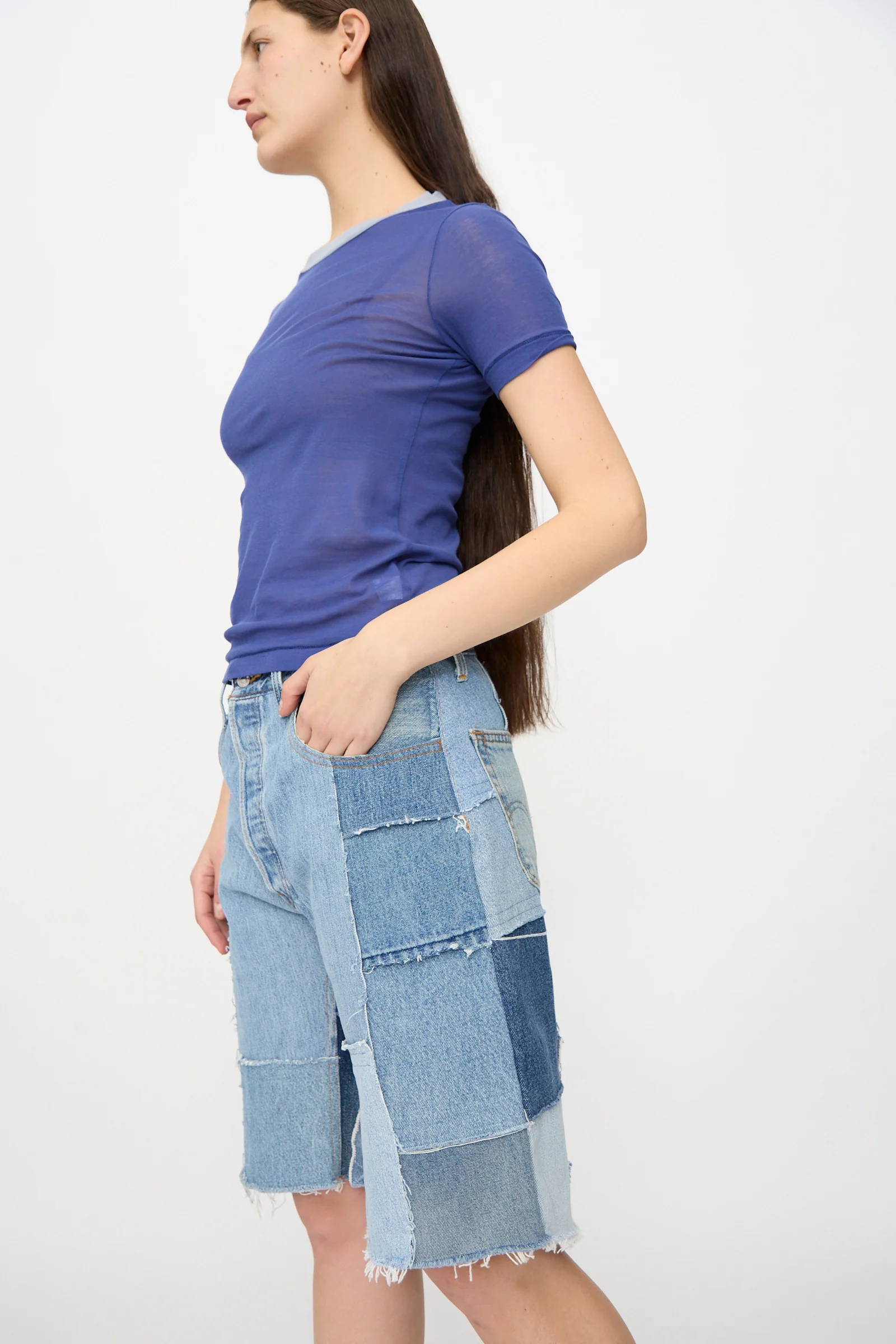 Rework Madras Short in Vintage Indigo - Image 3