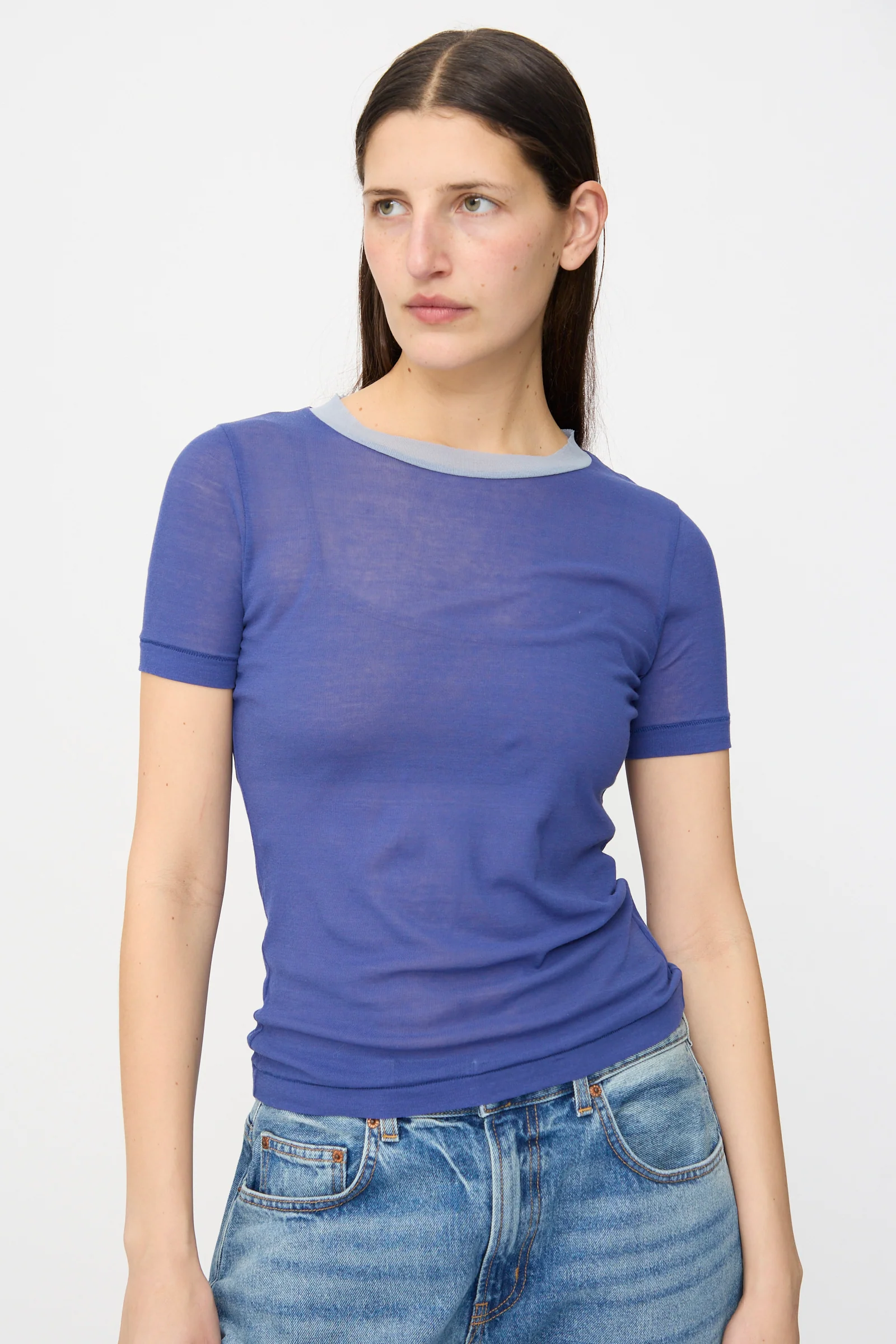 Ringer Tee in Bright Blue - Image 4
