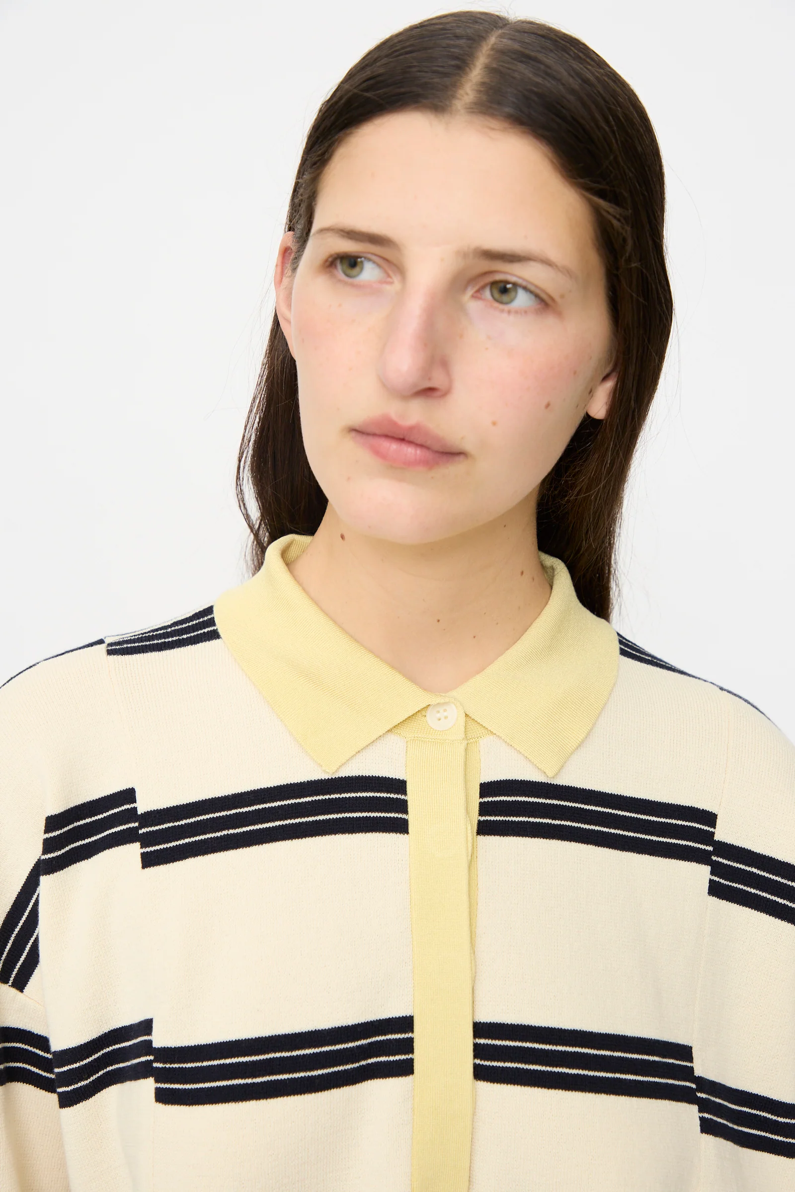 Rugby Polo in White and Navy - Image 3