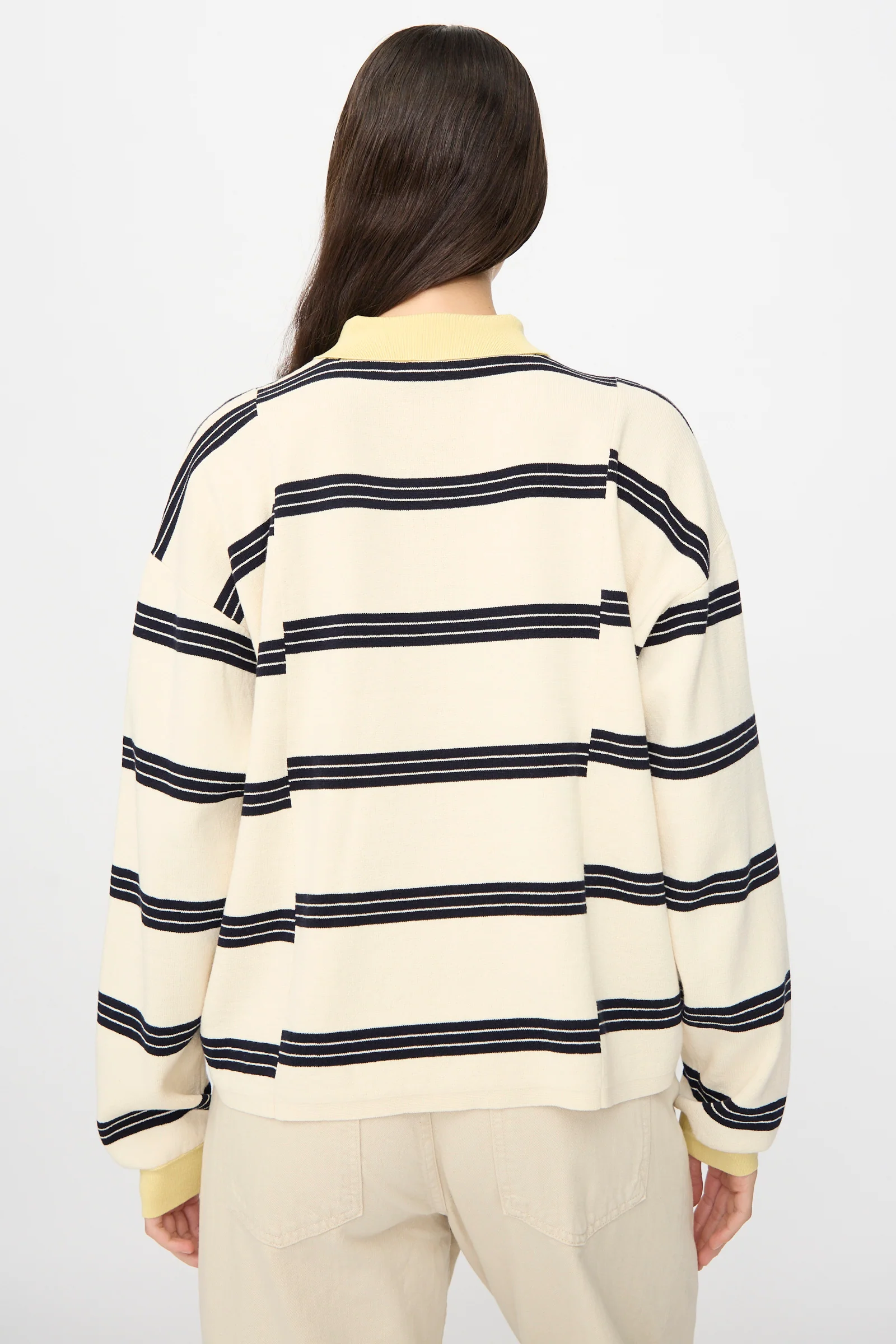 Rugby Polo in White and Navy - Image 6
