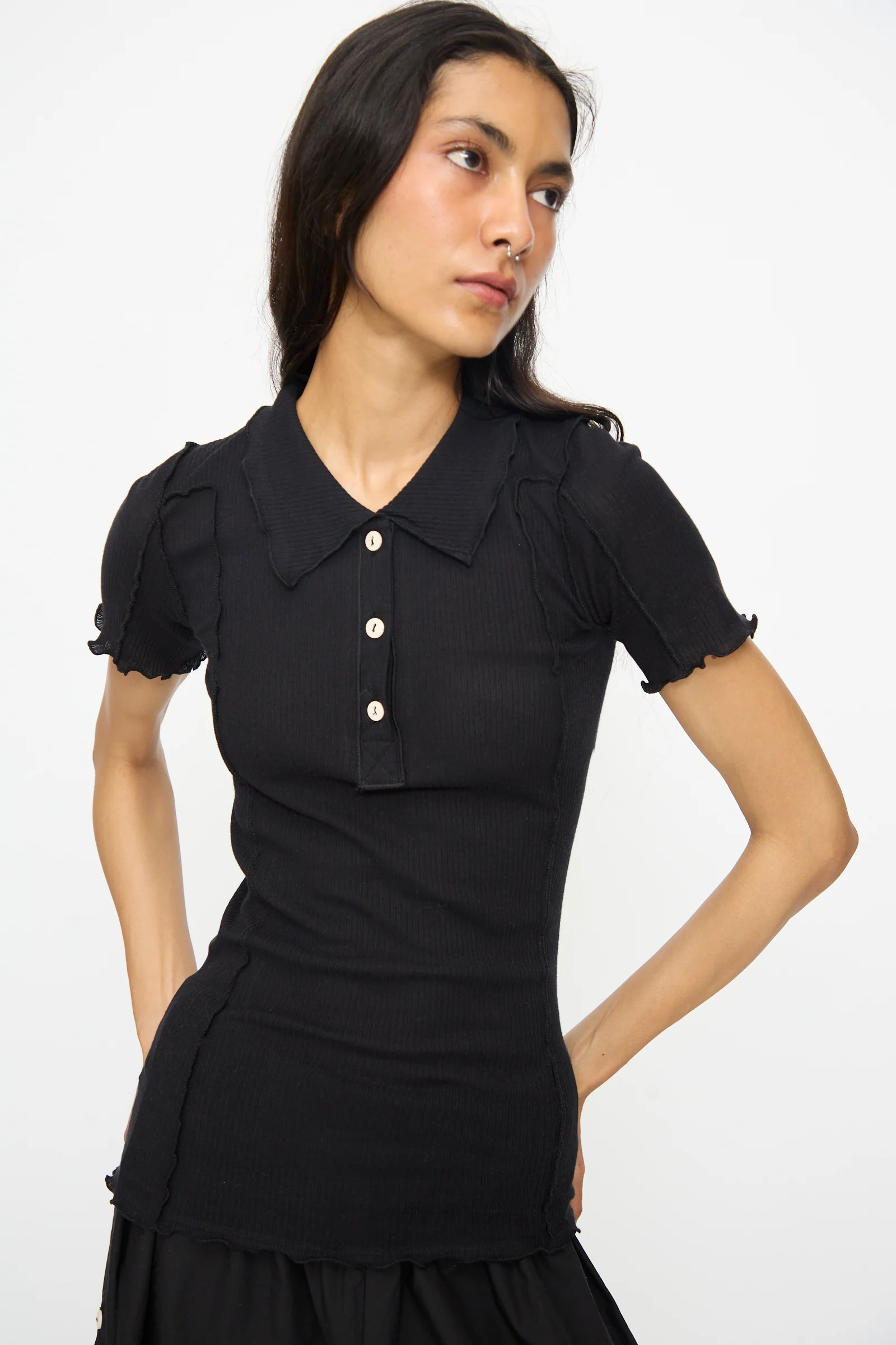 Omato Polo Tee Shirt in Black