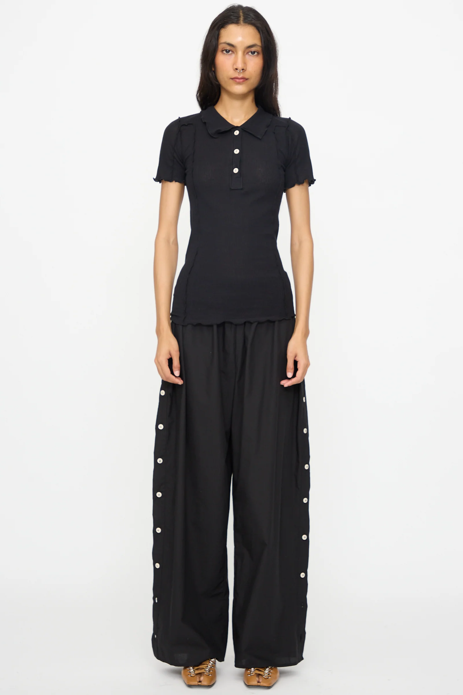 Omato Polo Tee Shirt in Black - Image 2