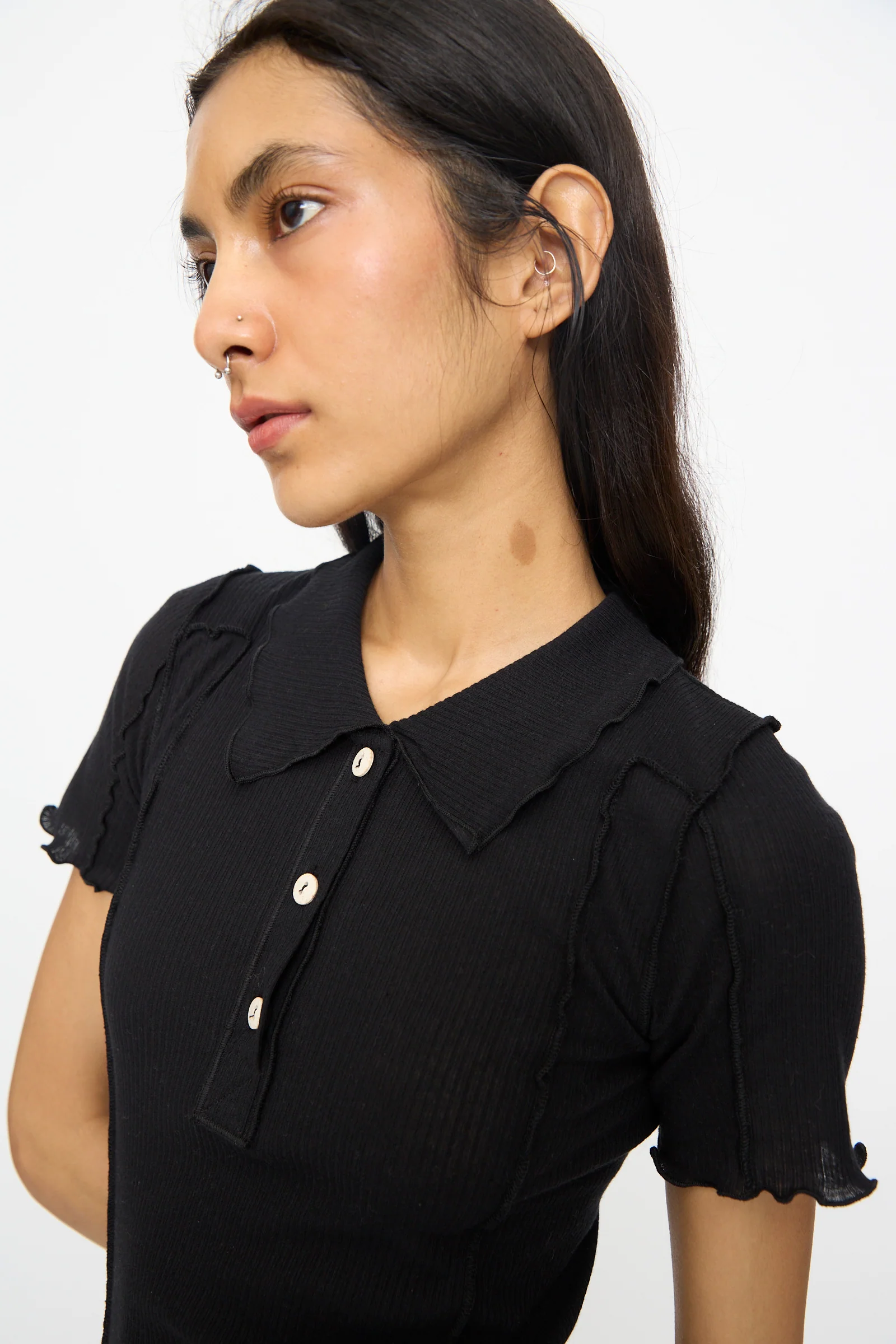 Omato Polo Tee Shirt in Black - Image 3