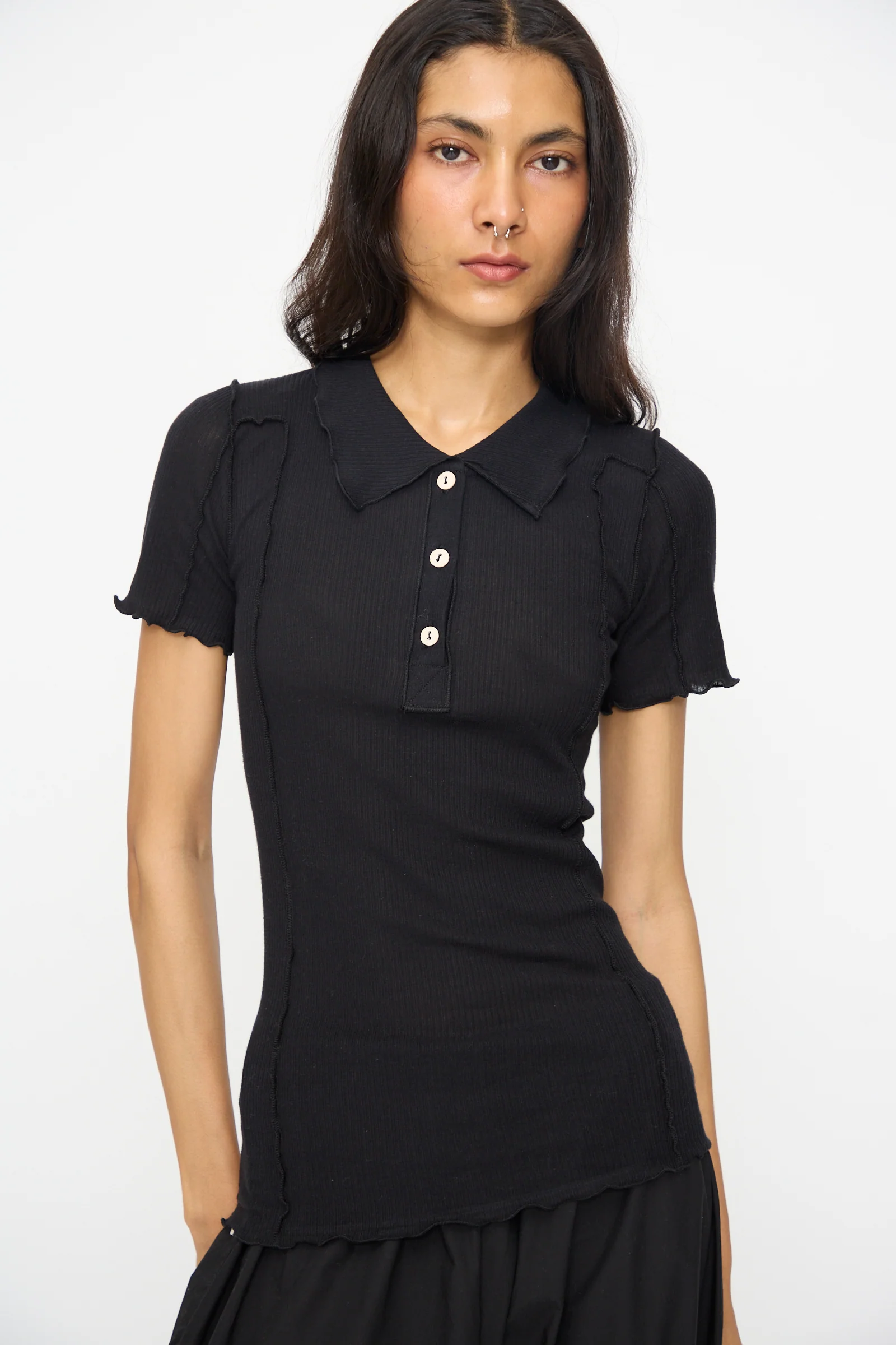 Omato Polo Tee Shirt in Black - Image 4