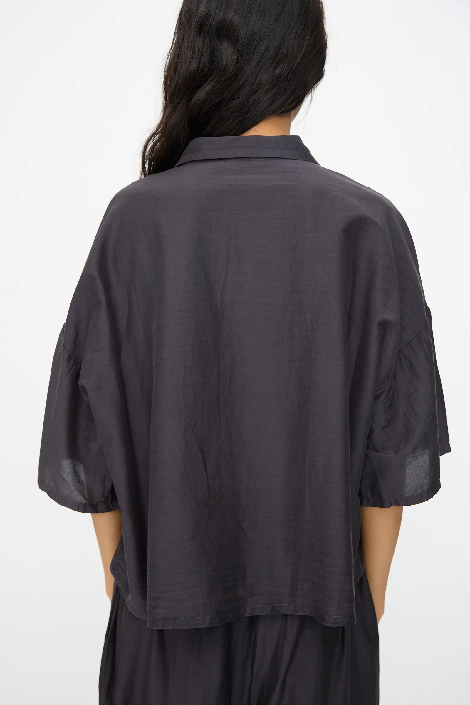 Cropped Shirt in Faded Black - Image 6