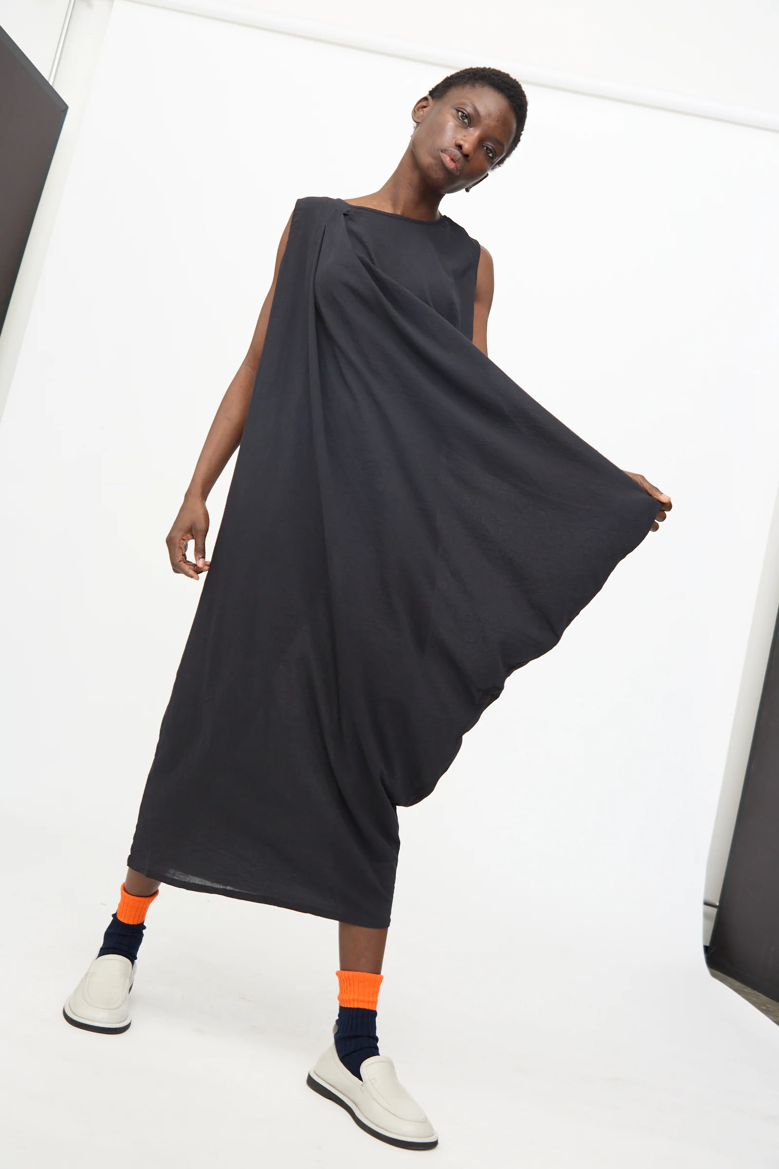 Greek Column Dress in Sumi Black