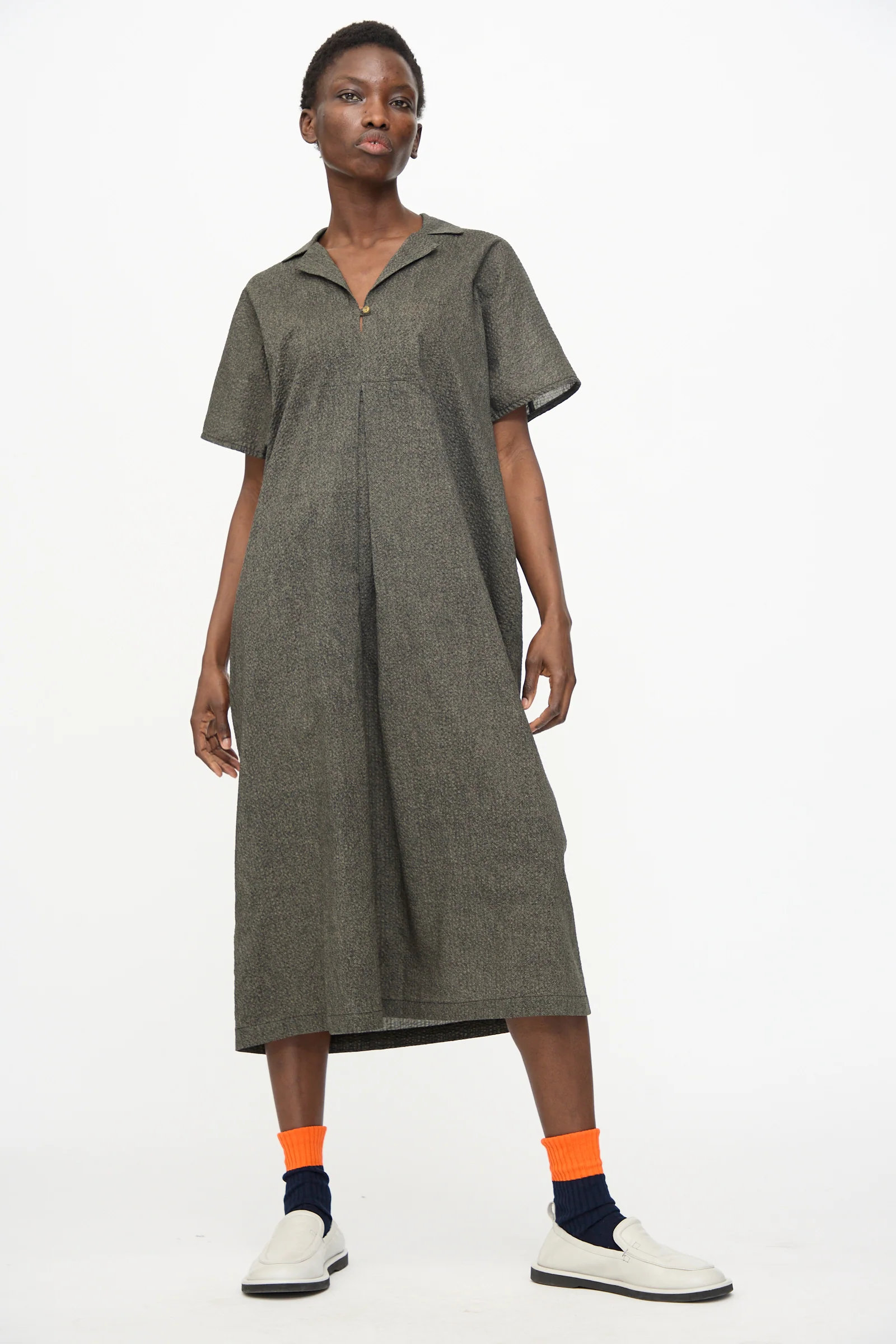 Kite Dress with Micro Wave Texture in Steel