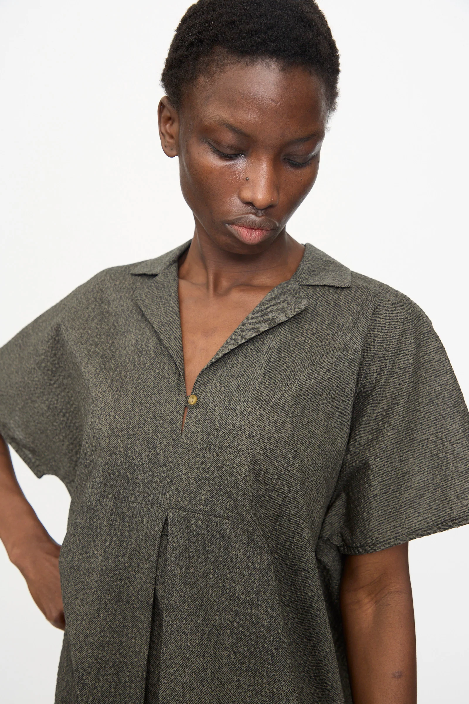 Kite Dress with Micro Wave Texture in Steel - Image 3