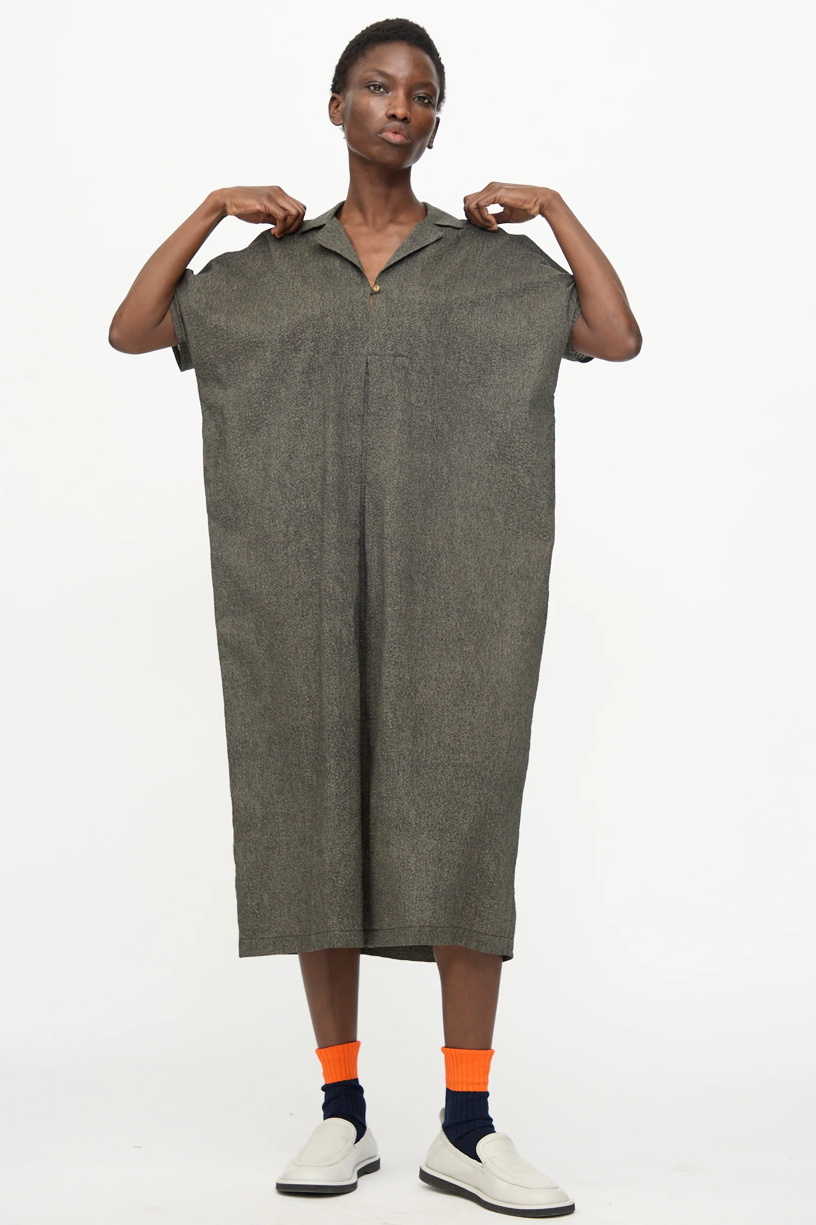 Kite Dress with Micro Wave Texture in Steel - Image 4