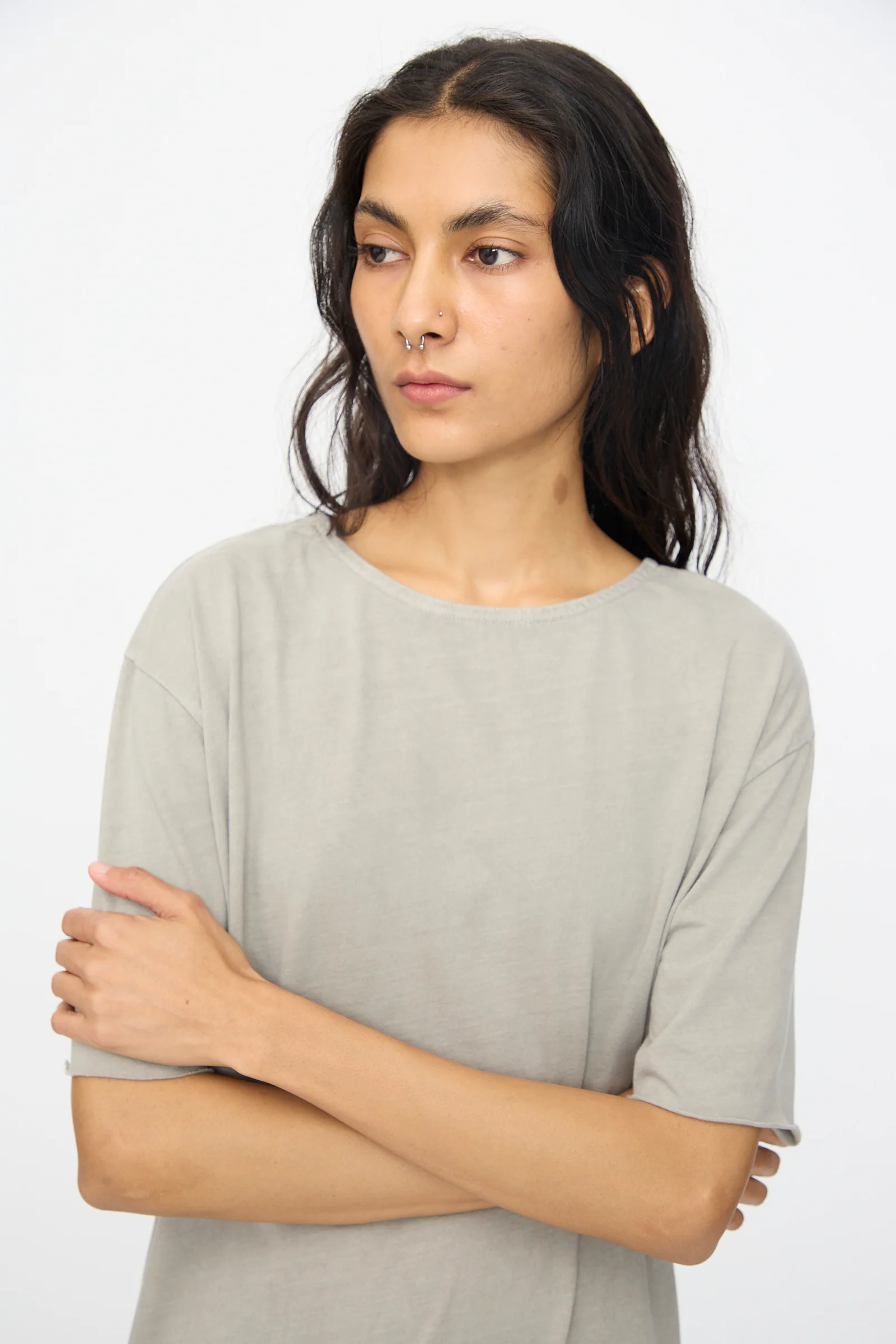 Long Tee Dress in Grey - Image 3
