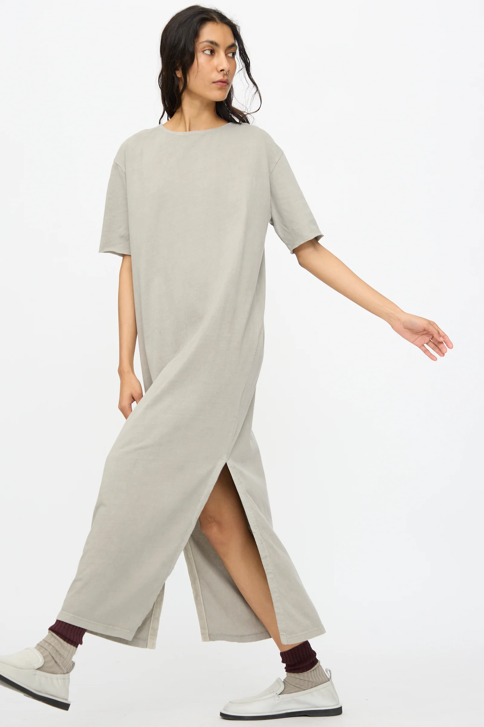 Long Tee Dress in Grey - Image 4