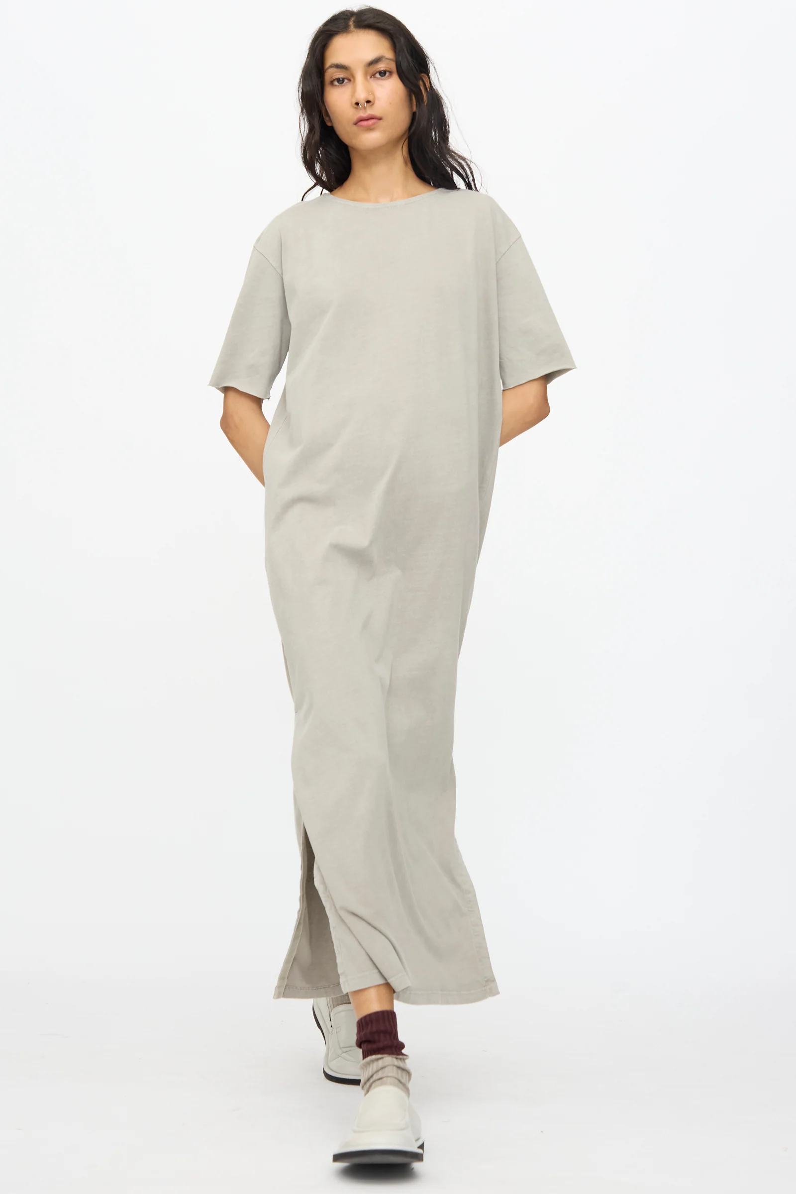 Long Tee Dress in Grey - Image 5