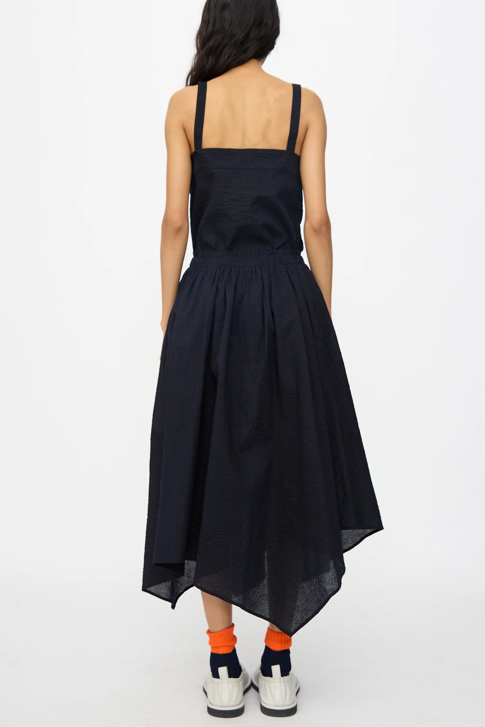 Textured Cotton Paper Skirt in Midnight - Image 6