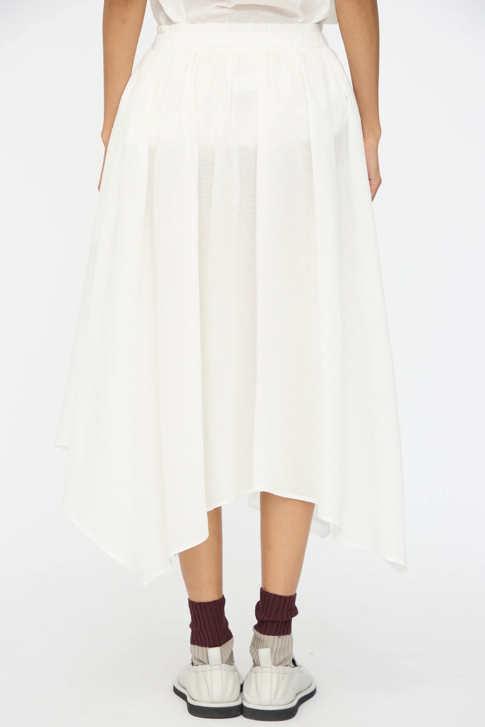 Textured Cotton Paper Skirt in White - Image 6