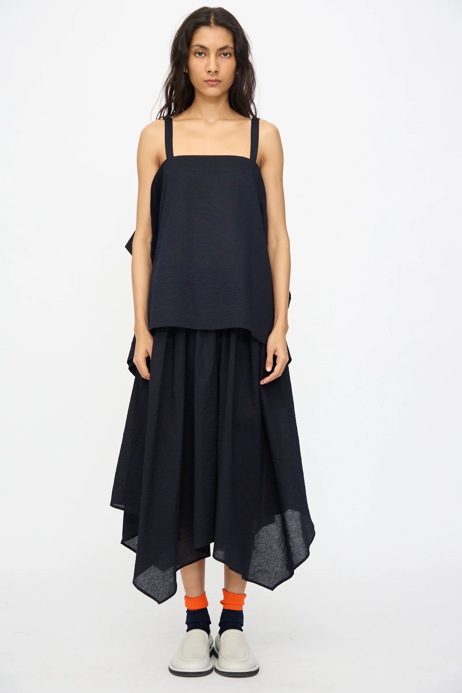 Textured Cotton Paper Top in Midnight - Image 2
