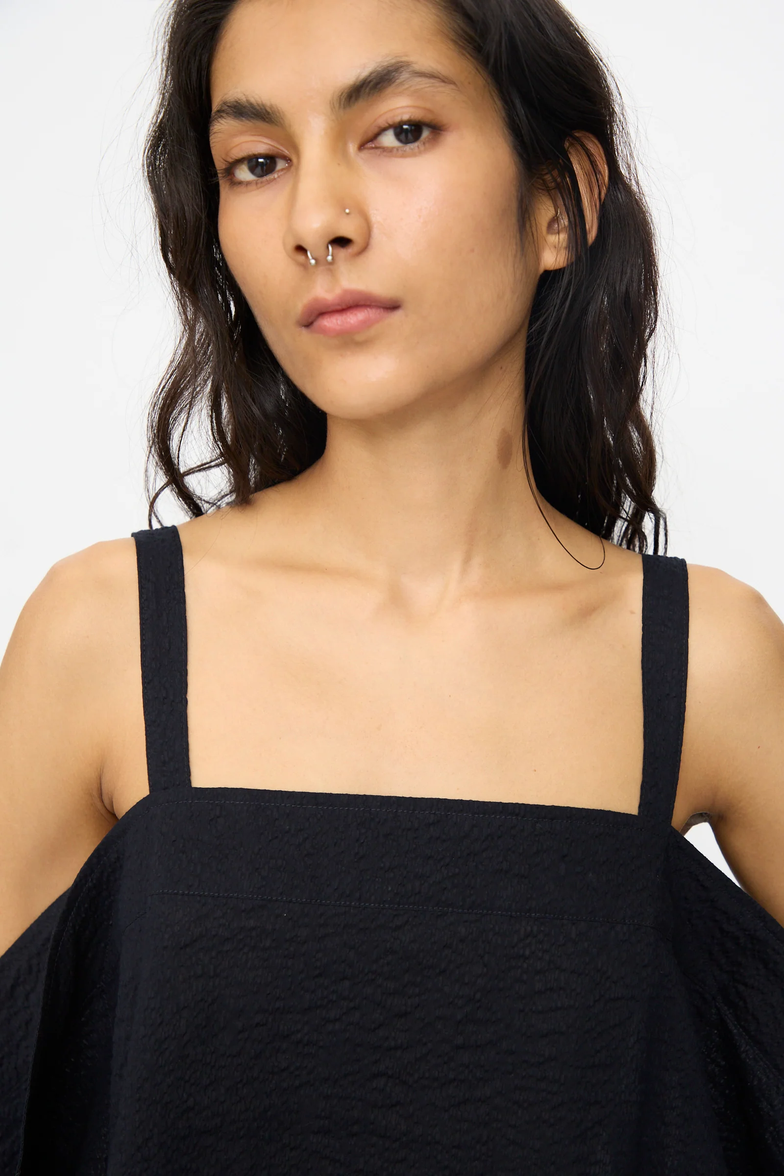 Textured Cotton Paper Top in Midnight - Image 3