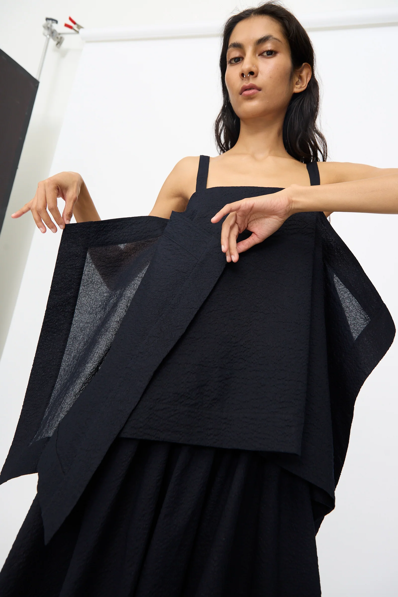 Textured Cotton Paper Top in Midnight - Image 7