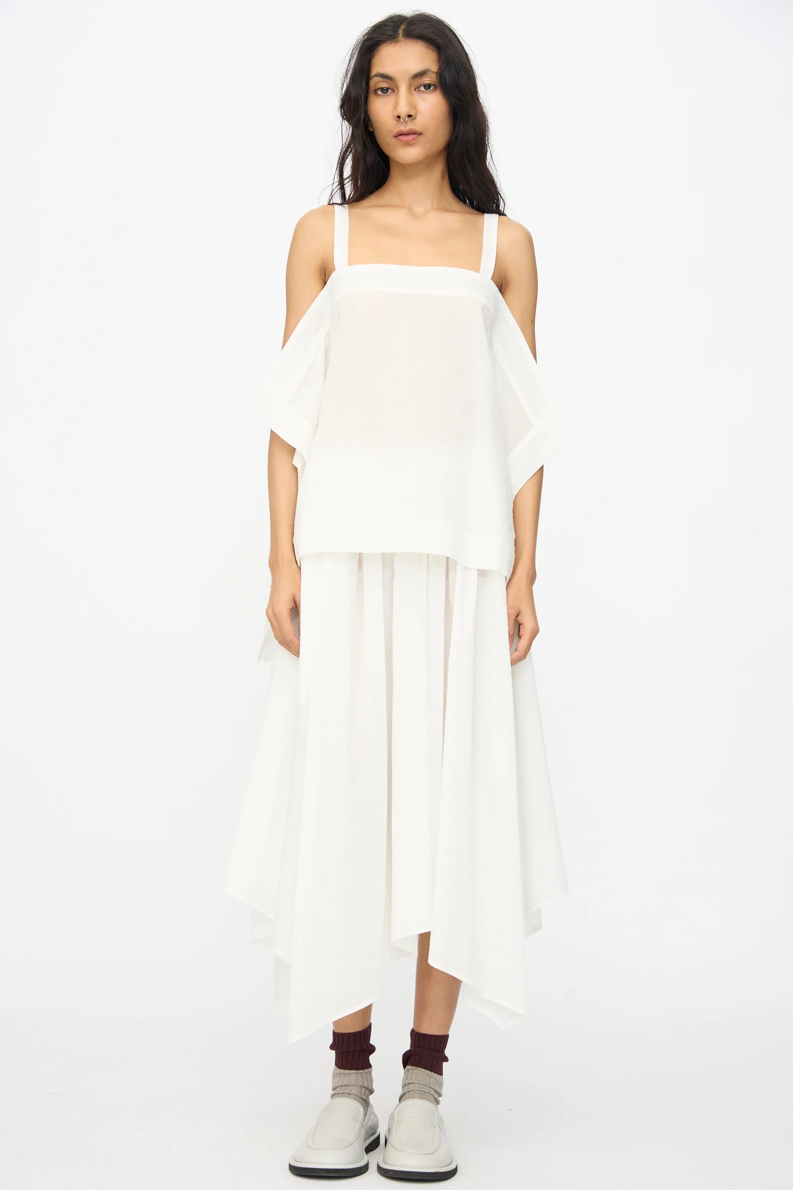 Textured Cotton Paper Top in White - Image 2