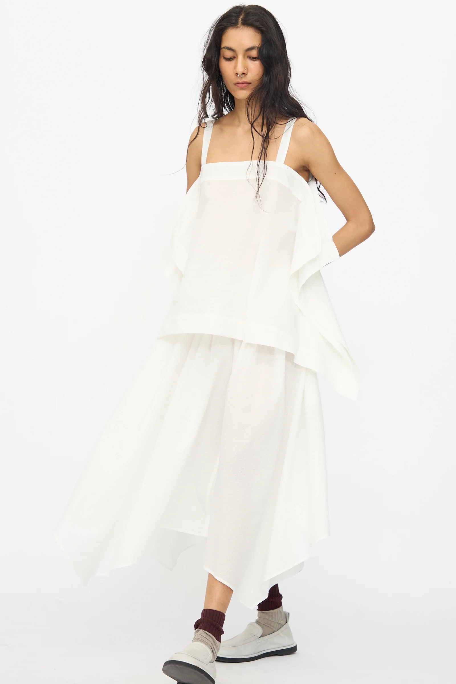 Textured Cotton Paper Top in White - Image 6