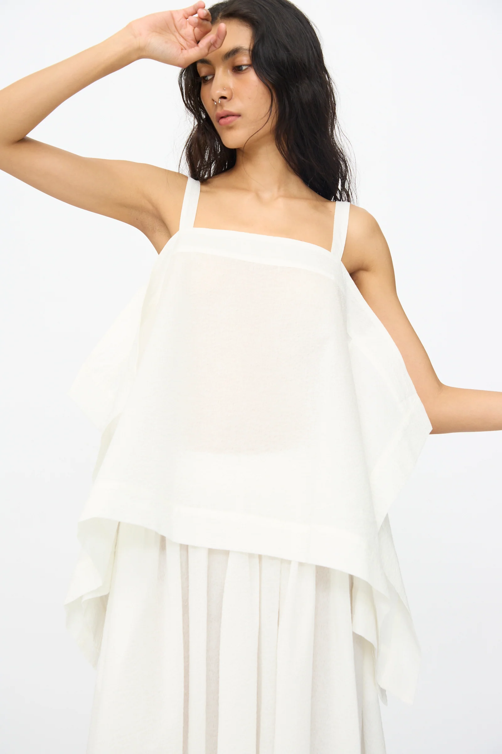 Textured Cotton Paper Top in White - Image 7