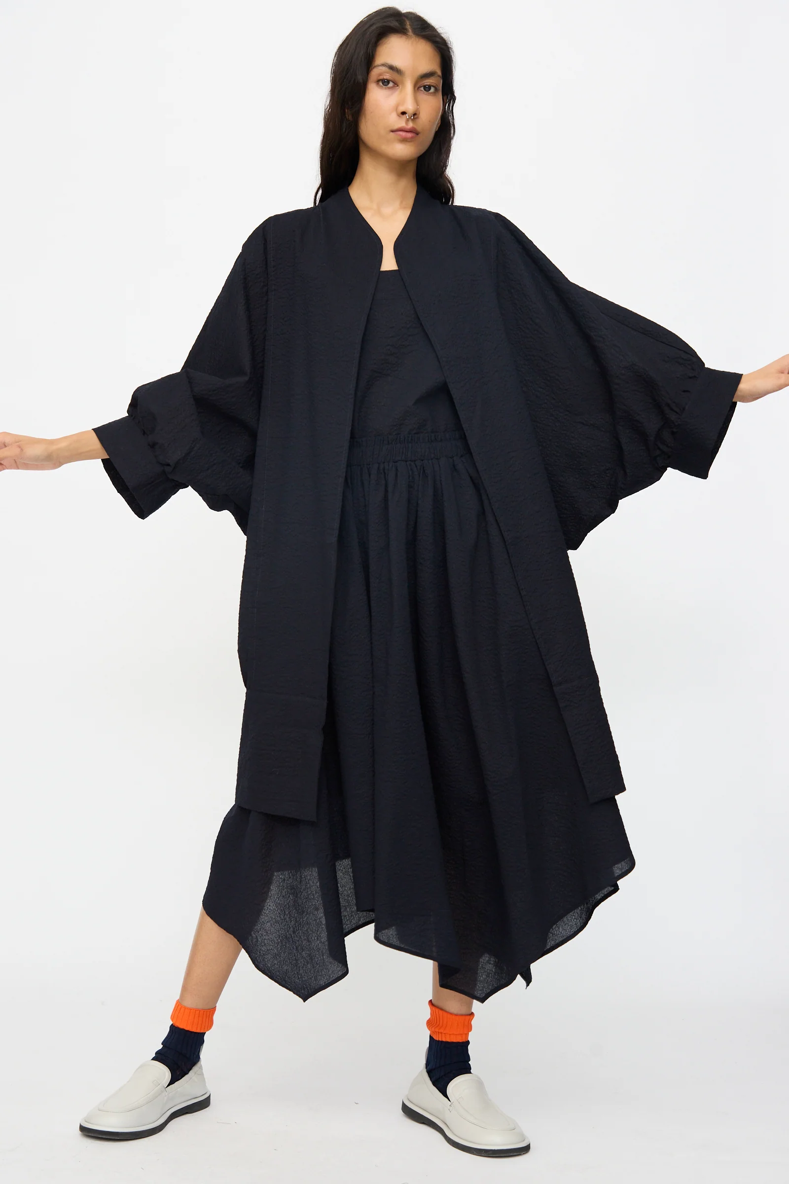 Textured Cotton Spoon Jacket in Midnight - Image 4