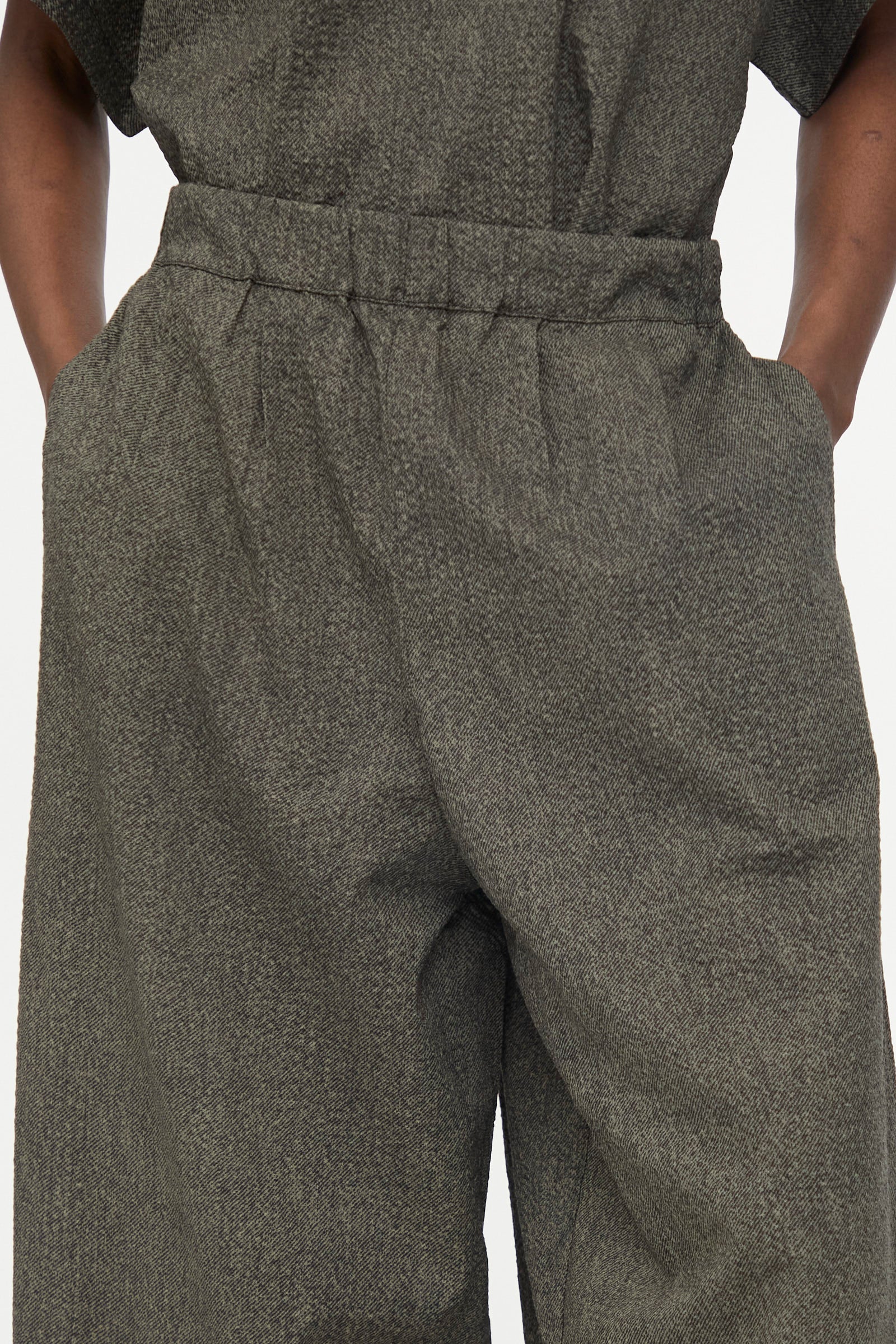 Wide Pants with Micro Wave Texture in Steel - Image 3