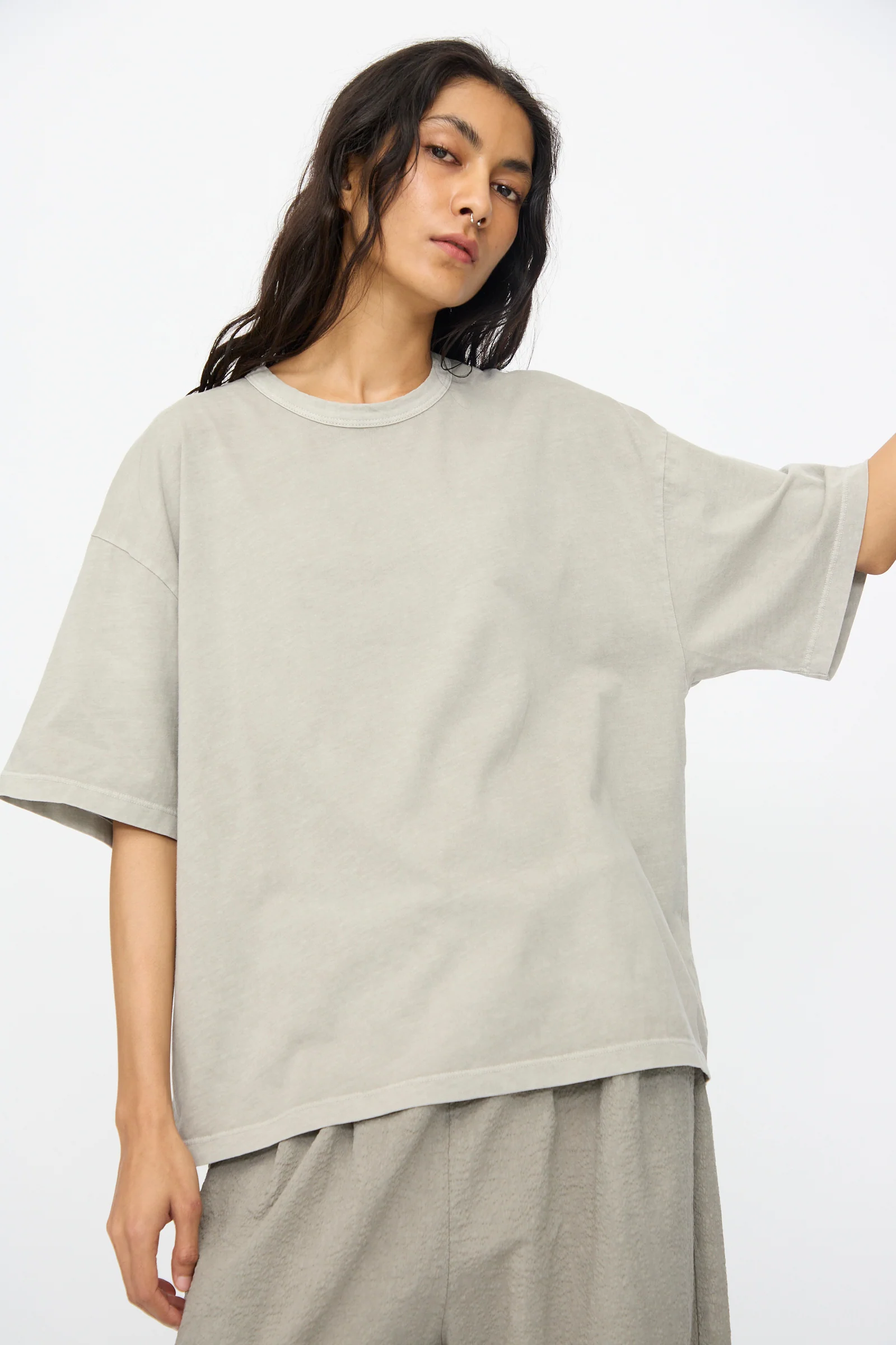 Wide Short Sleeve Tee in Grey - Image 4