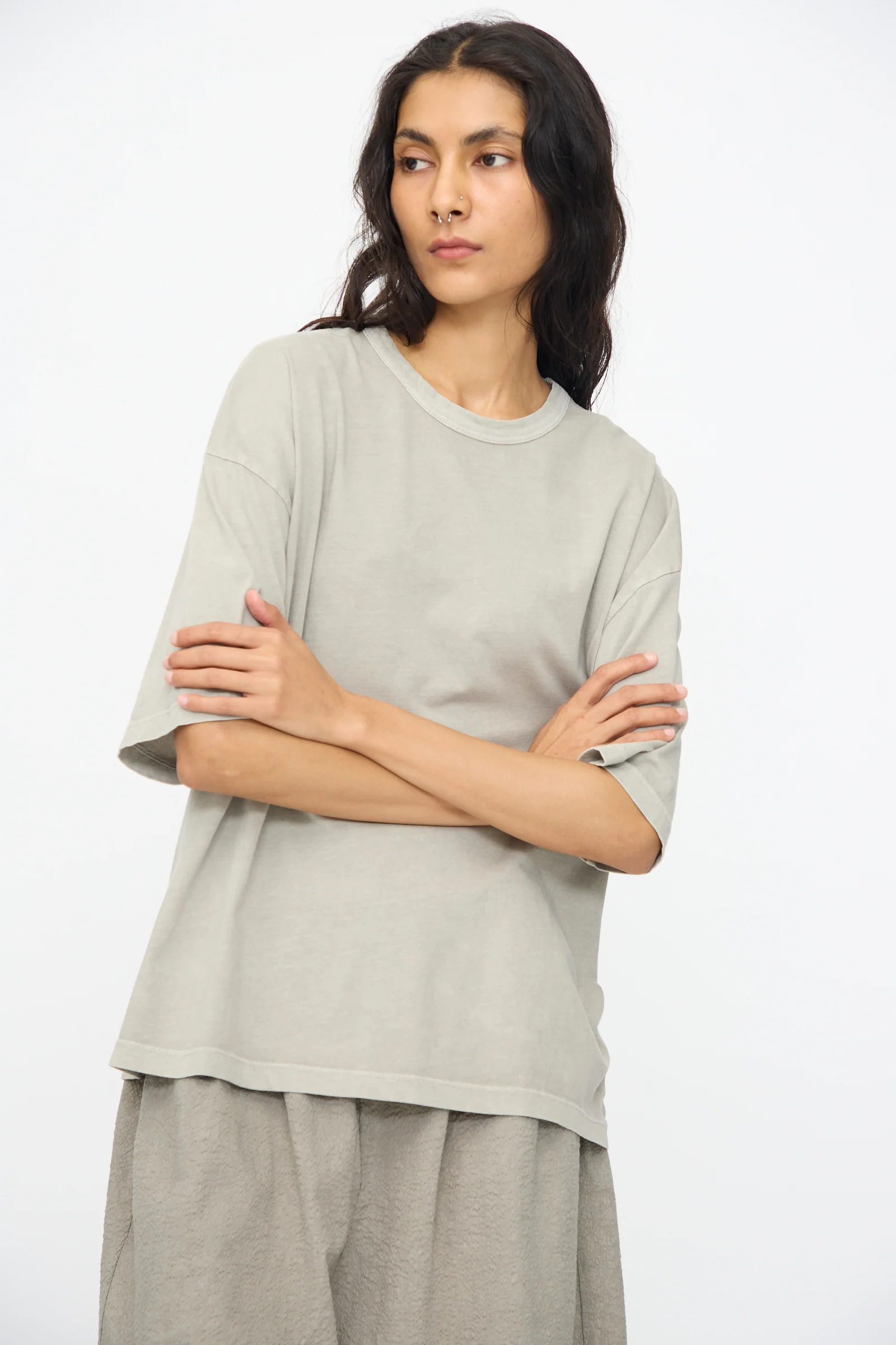 Wide Short Sleeve Tee in Grey - Image 5
