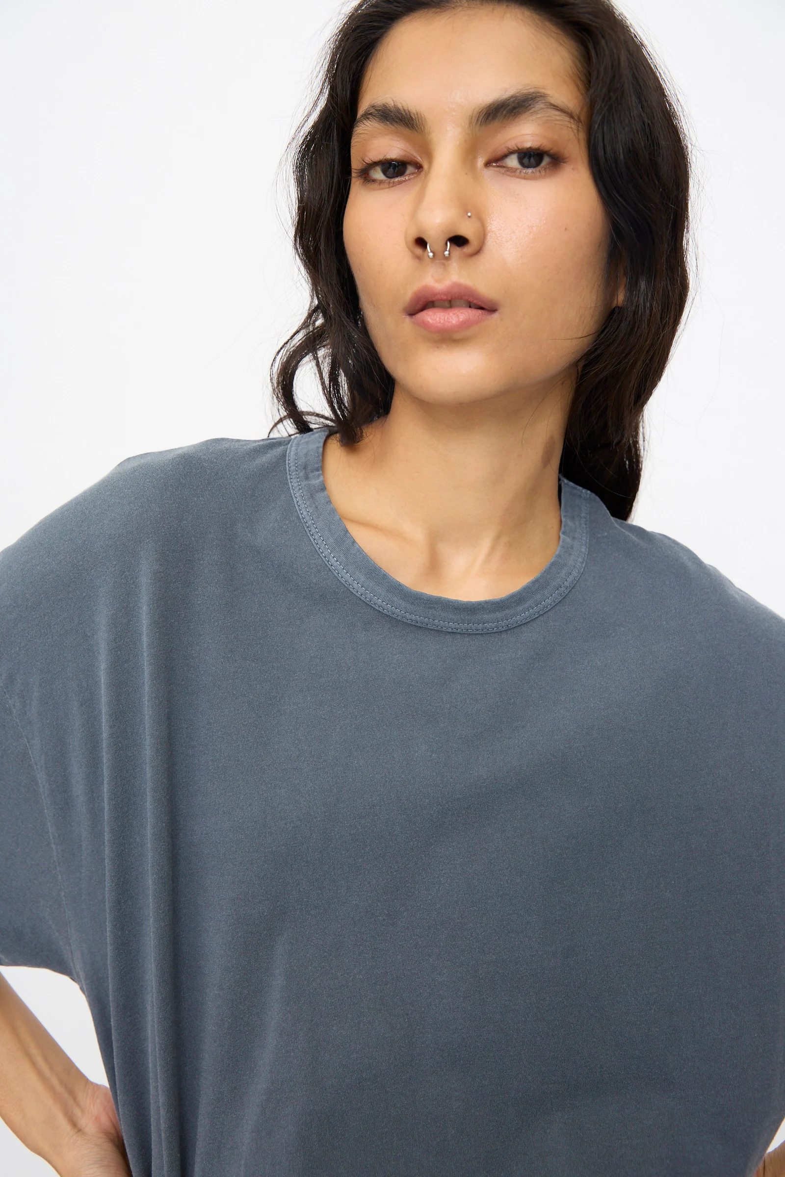 Wide Short Sleeve Tee in Indigo - Image 3