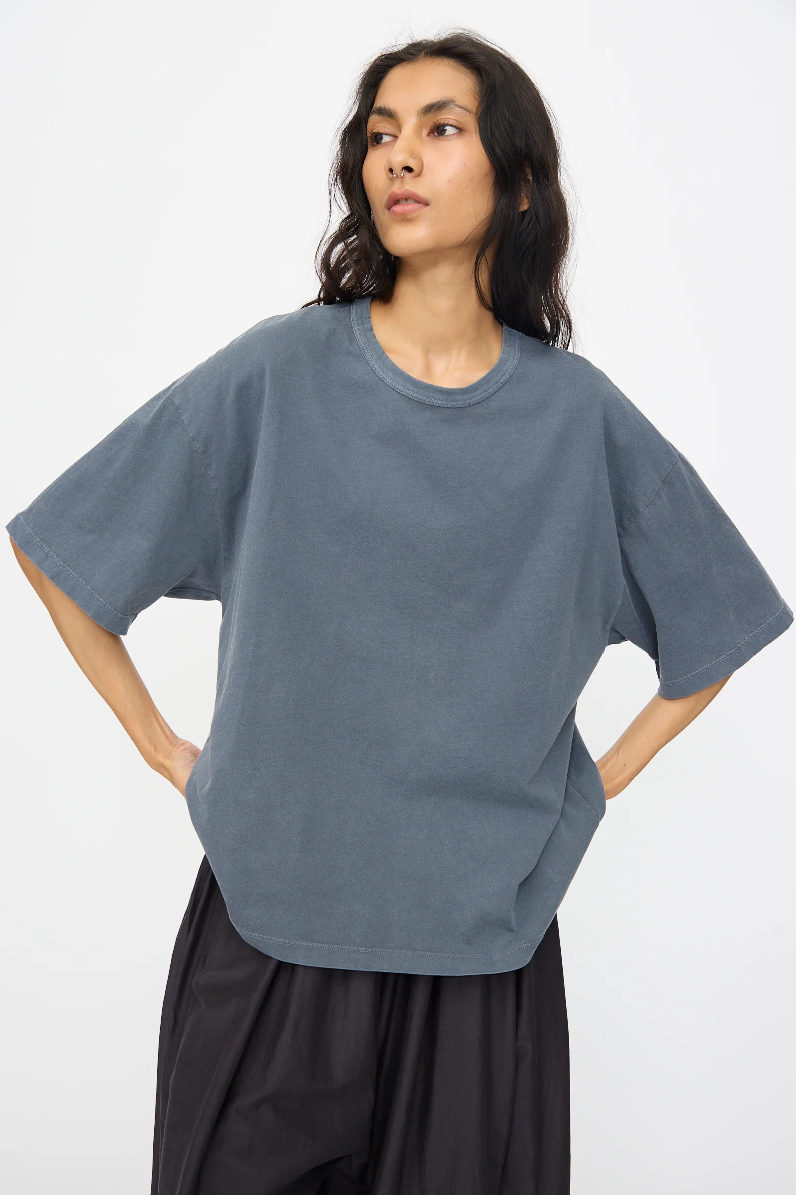 Wide Short Sleeve Tee in Indigo - Image 4
