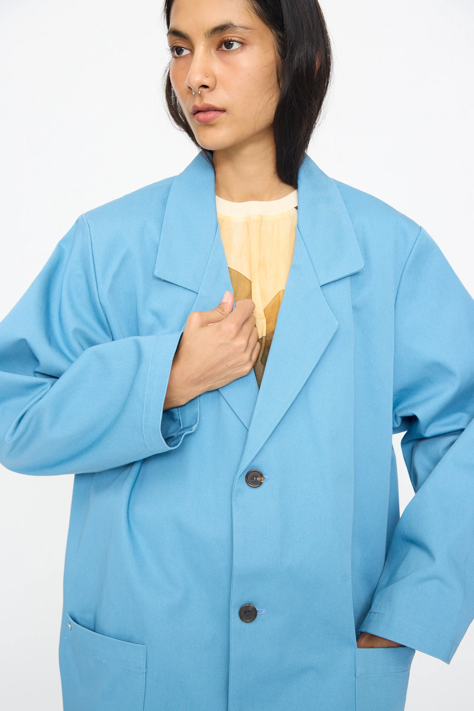No. 81 Summer Workcoat Short in Skyblue - Image 3