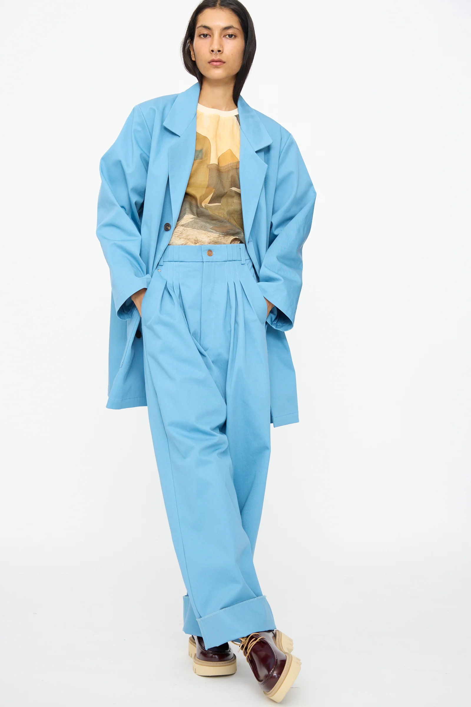 No. 81 Summer Workcoat Short in Skyblue - Image 4