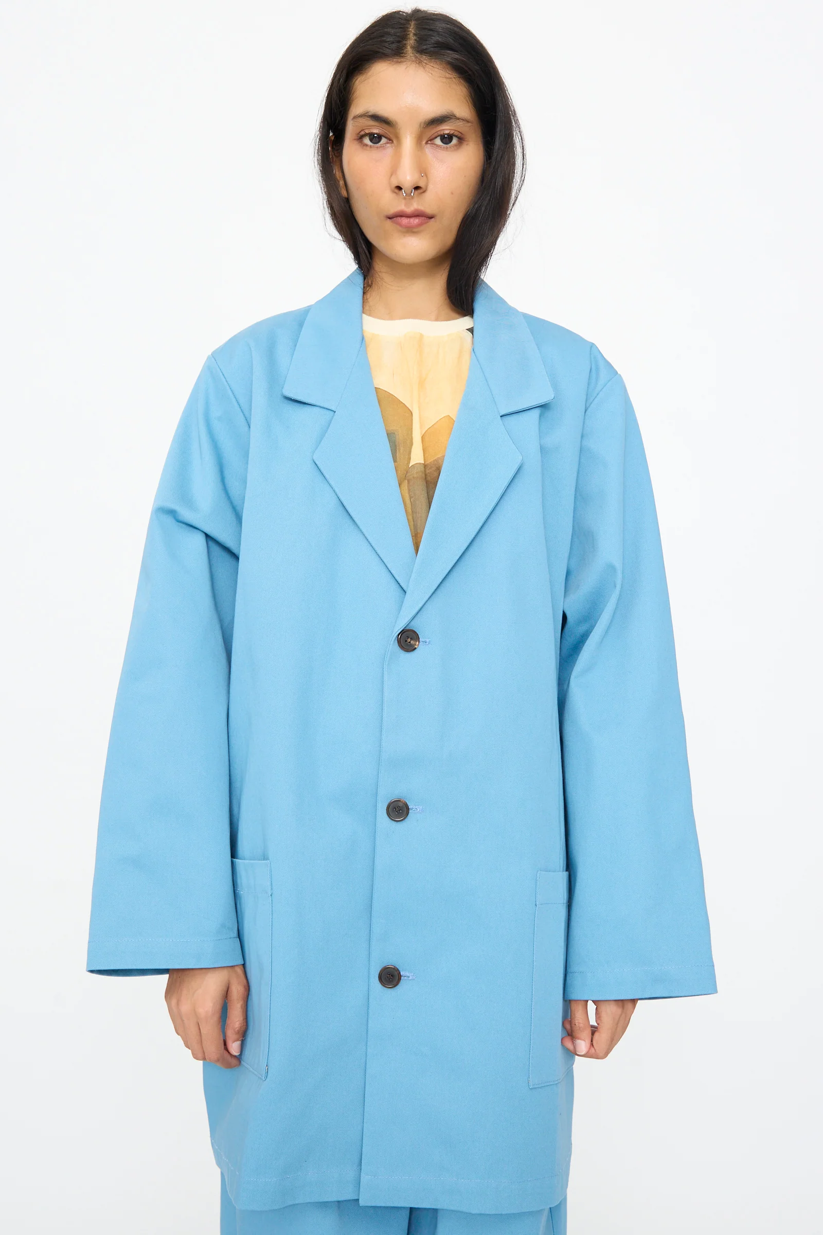 No. 81 Summer Workcoat Short in Skyblue - Image 5