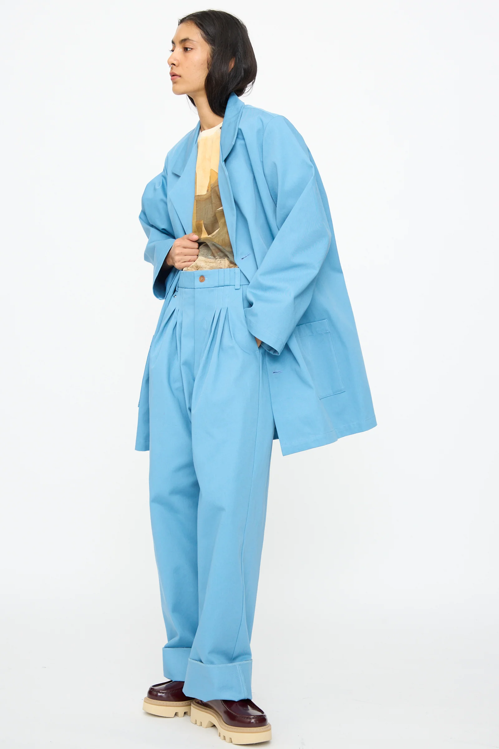 No. 81 Summer Workcoat Short in Skyblue - Image 6