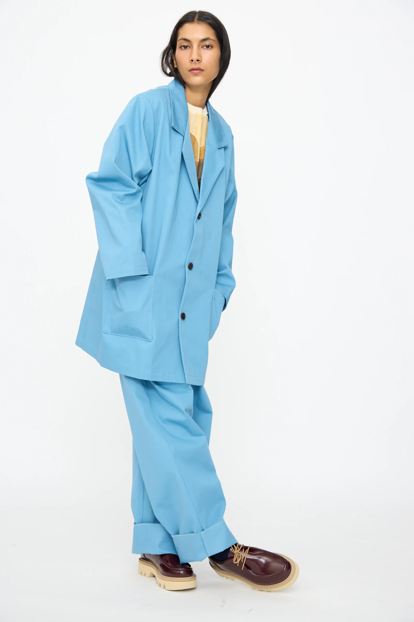 No. 81 Summer Workcoat Short in Skyblue - Image 7