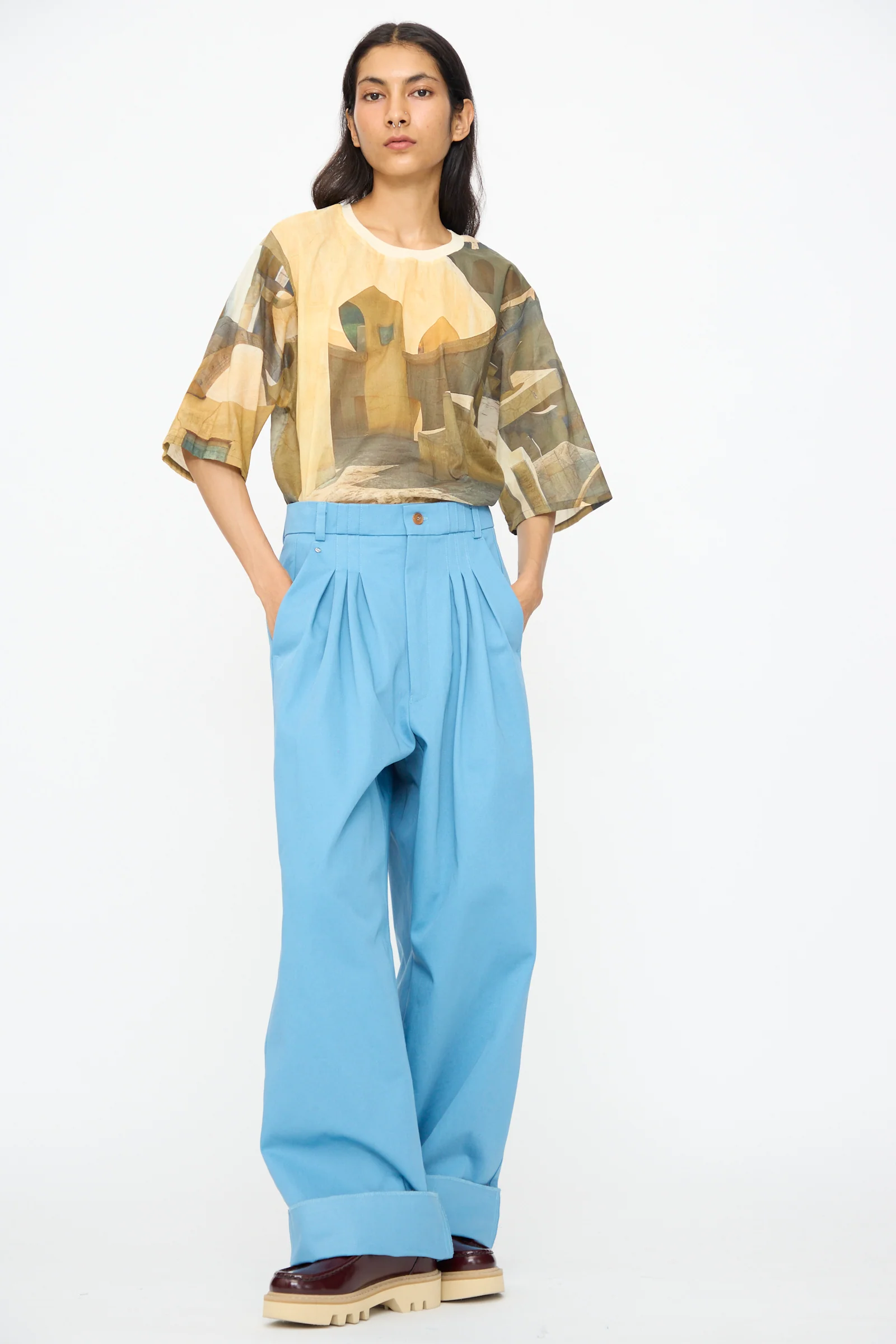 No. 81 Ultrawidepleated Pant in Skyblue - Image 6