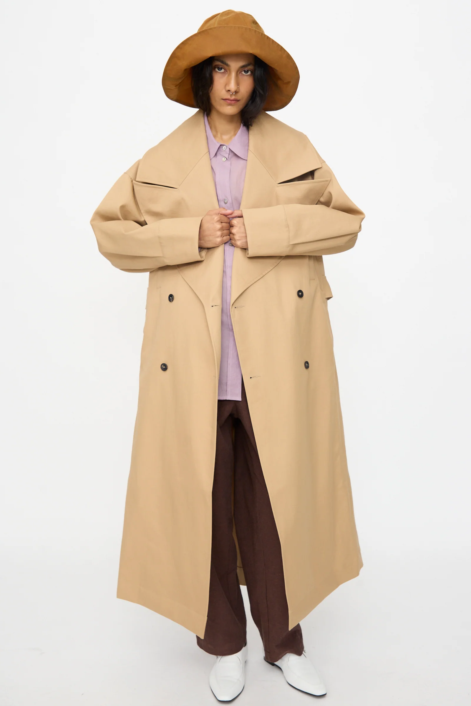 British Cotton Garbardine Agnes Mac in Nutmeg - Image 4