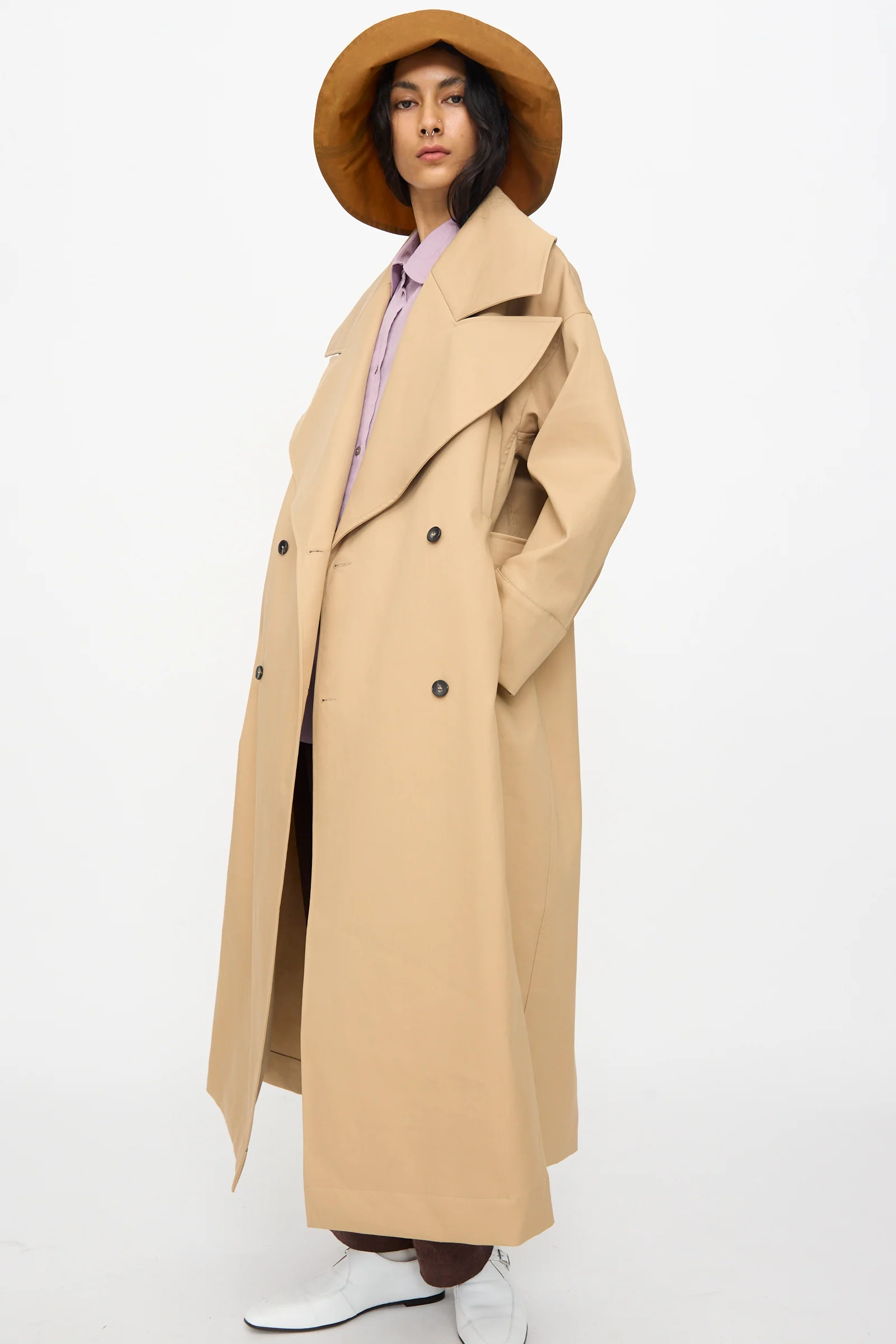 British Cotton Garbardine Agnes Mac in Nutmeg - Image 5