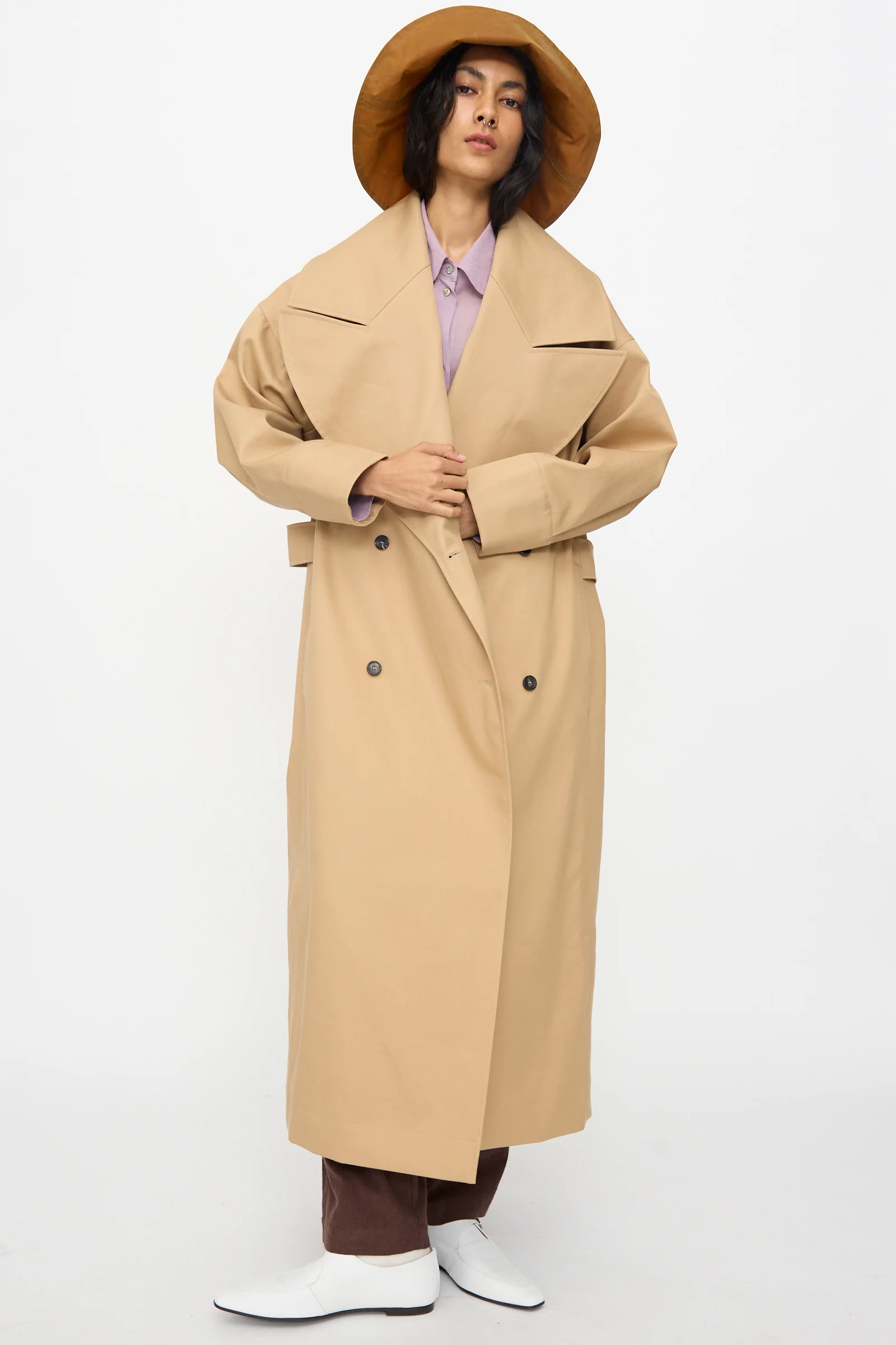 British Cotton Garbardine Agnes Mac in Nutmeg - Image 6
