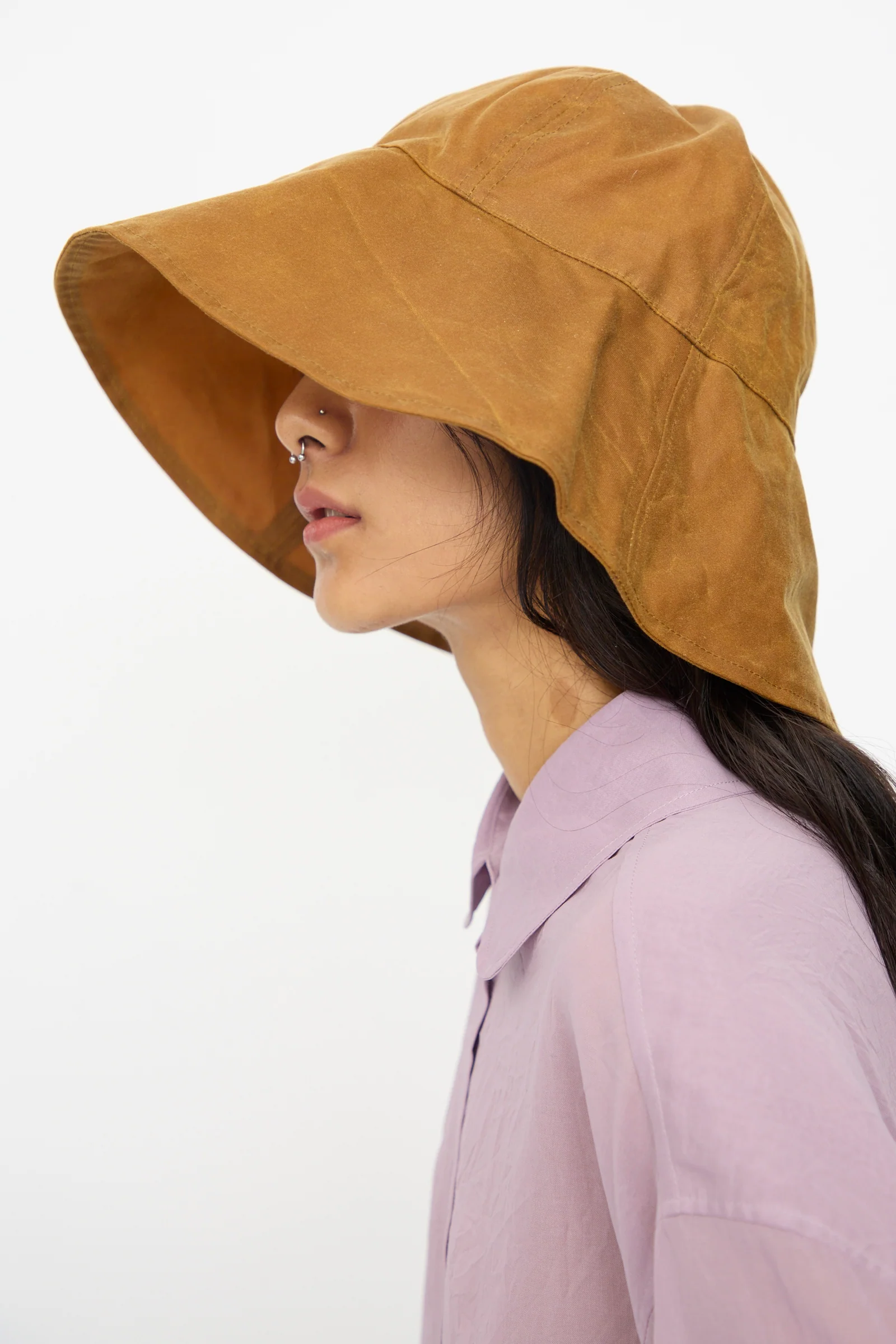 British Waxed Oilskin Sunhat in Gold - Image 2