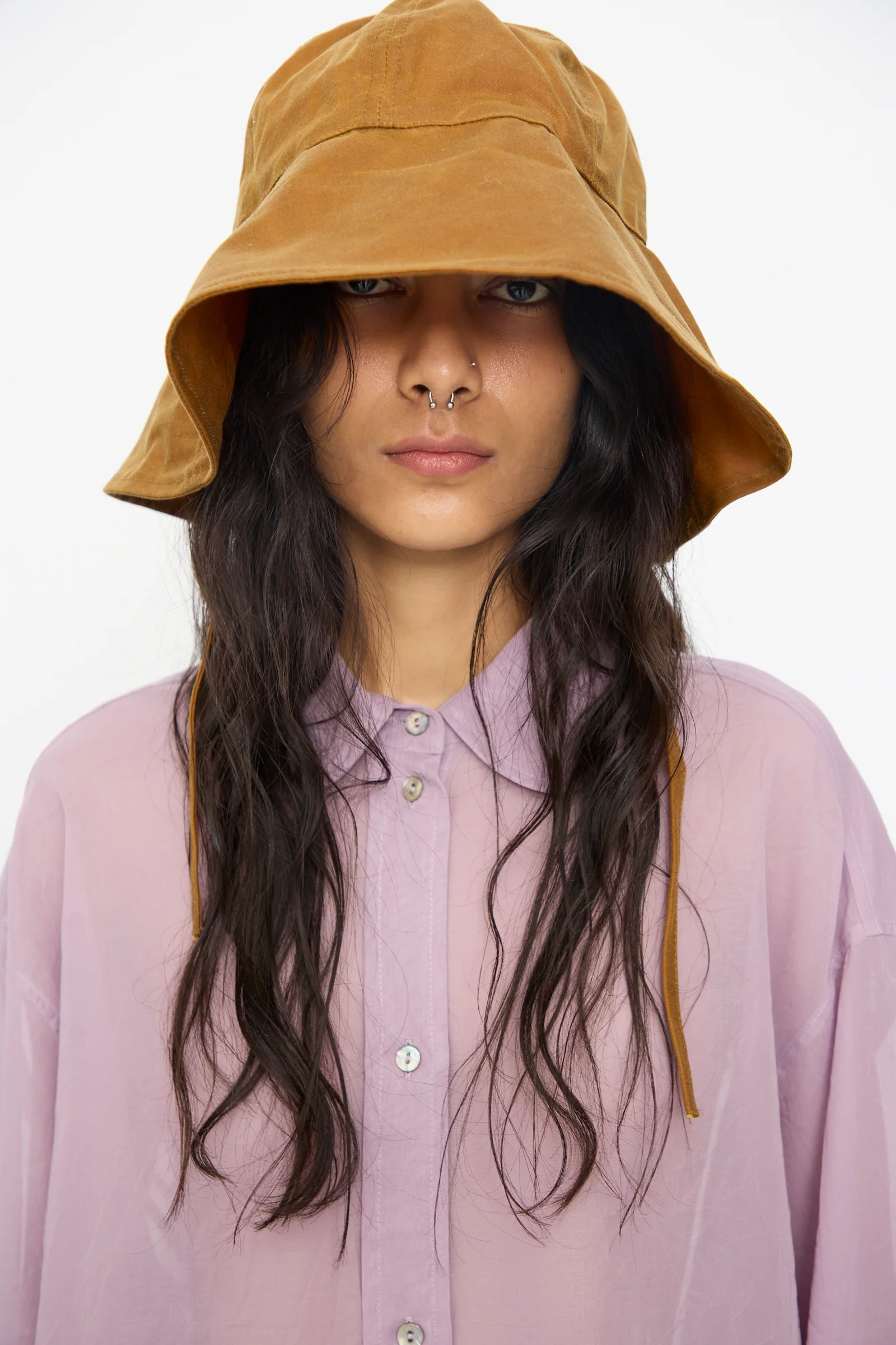 British Waxed Oilskin Sunhat in Gold - Image 3